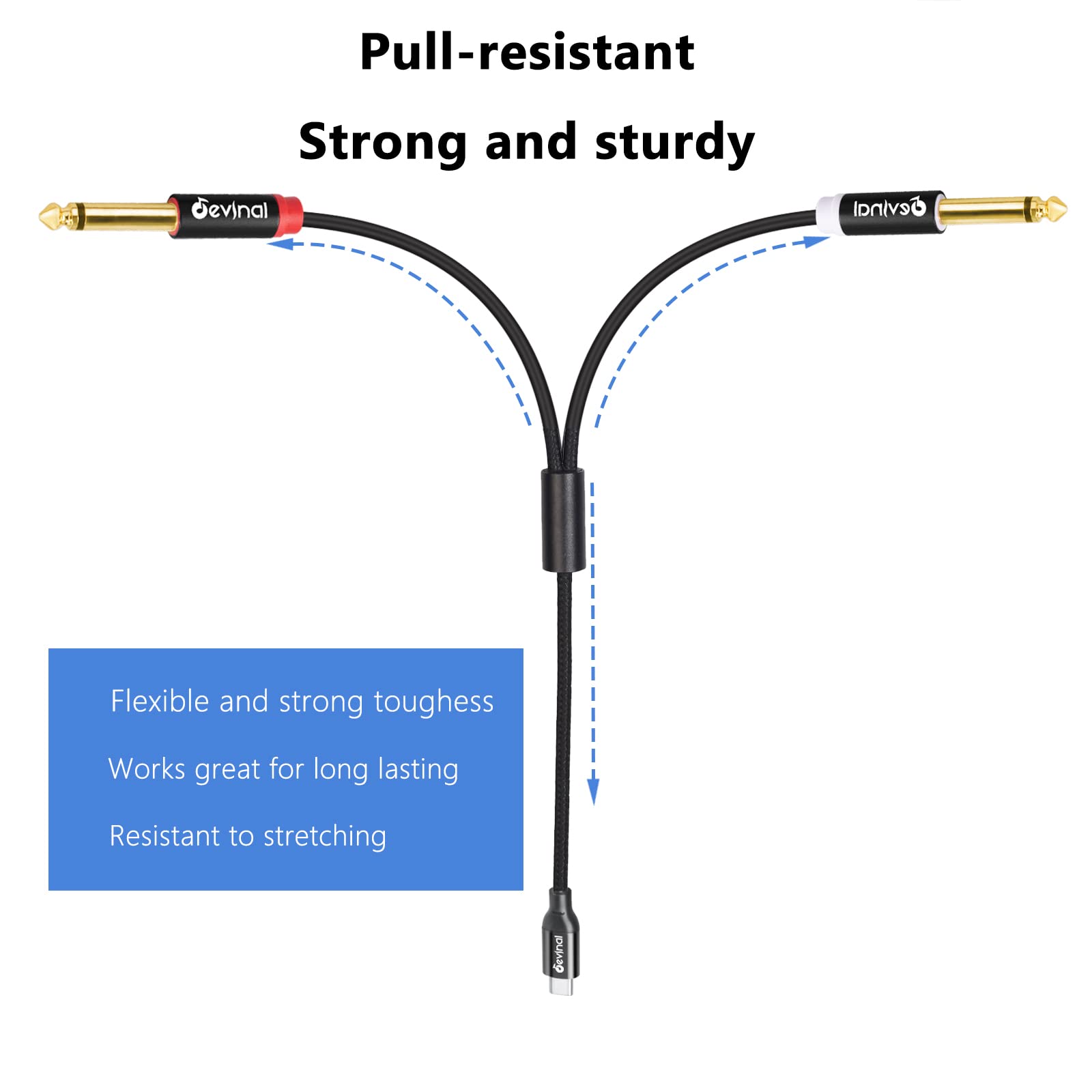 Foto 6 pulgar | Cable De Audio Usb C A 6 35 Mm Devinal Tipo C A Trs Dual De 6 35 Mm - Venta Internacional.