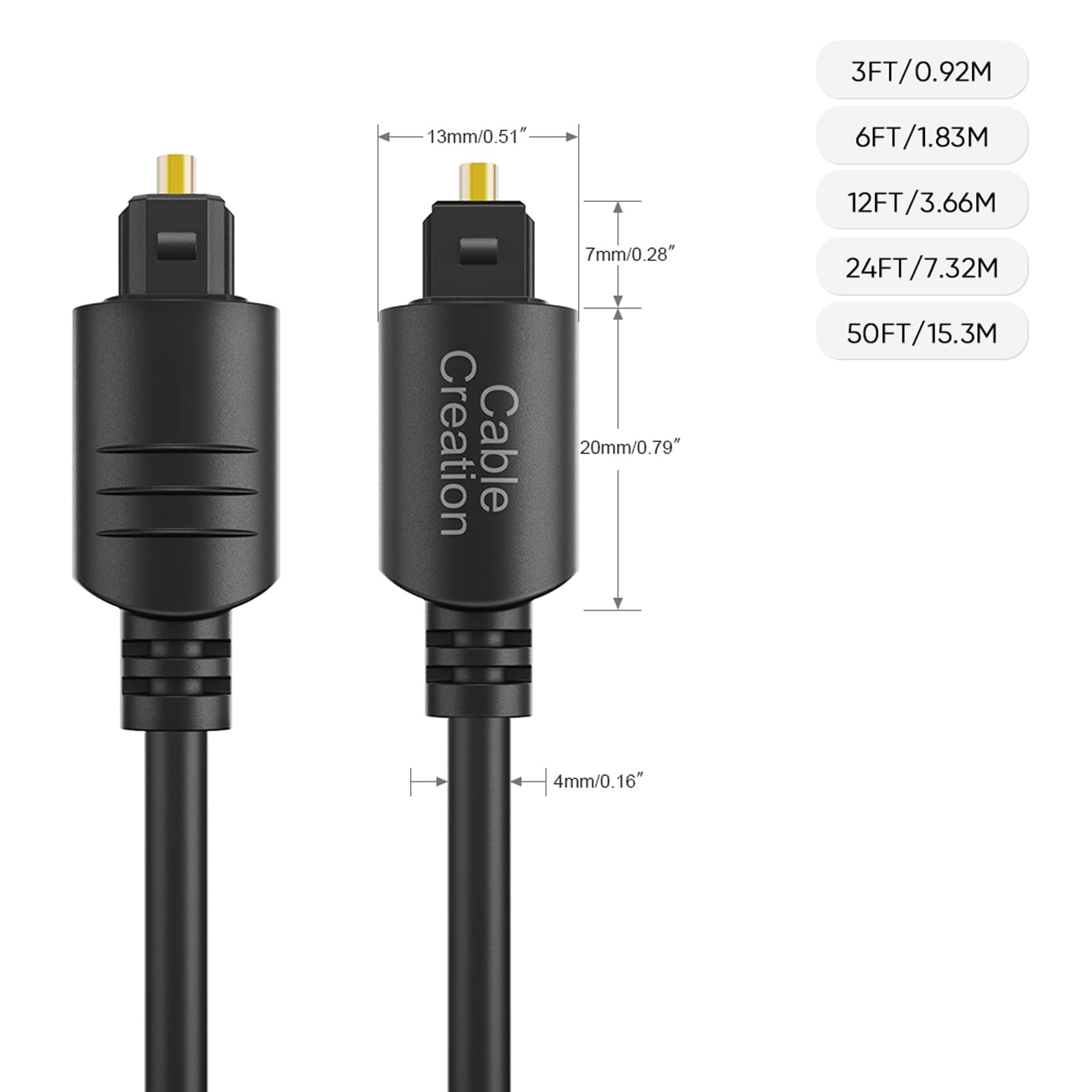 Foto 7 pulgar | Cable De Audio Óptico Cablecreation De 0,9 M De Fibra Óptica S/pdif - Venta Internacional.