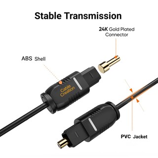 Foto 2 | Cable De Audio Digital Óptico Cablecreation De 10 Pies, 2 Unidades, Negro - Venta Internacional.