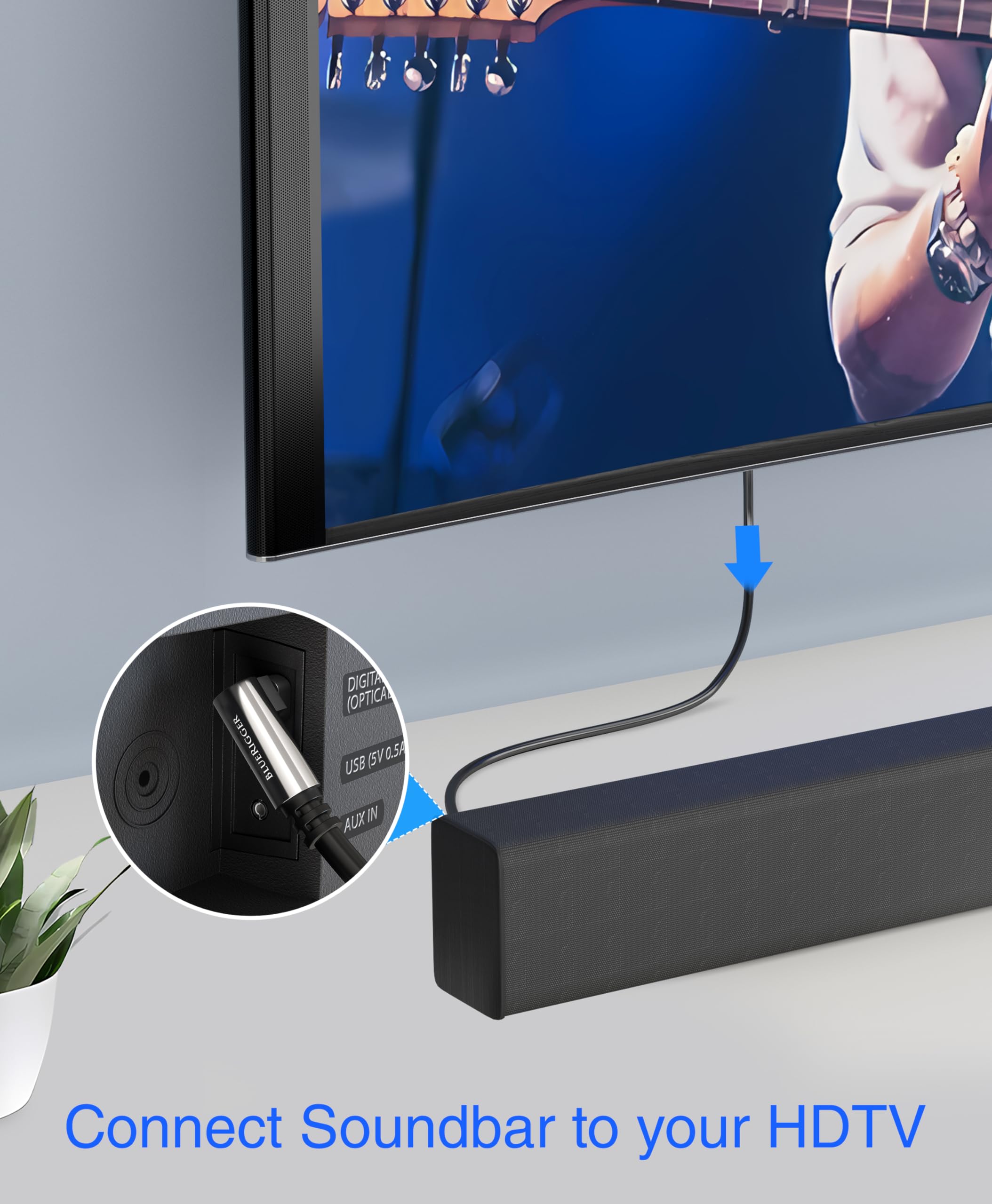 Foto 4 | Cable Toslink De Audio Óptico Bluerigger 90°  1 M  Fibra Óptica - Venta Internacional.