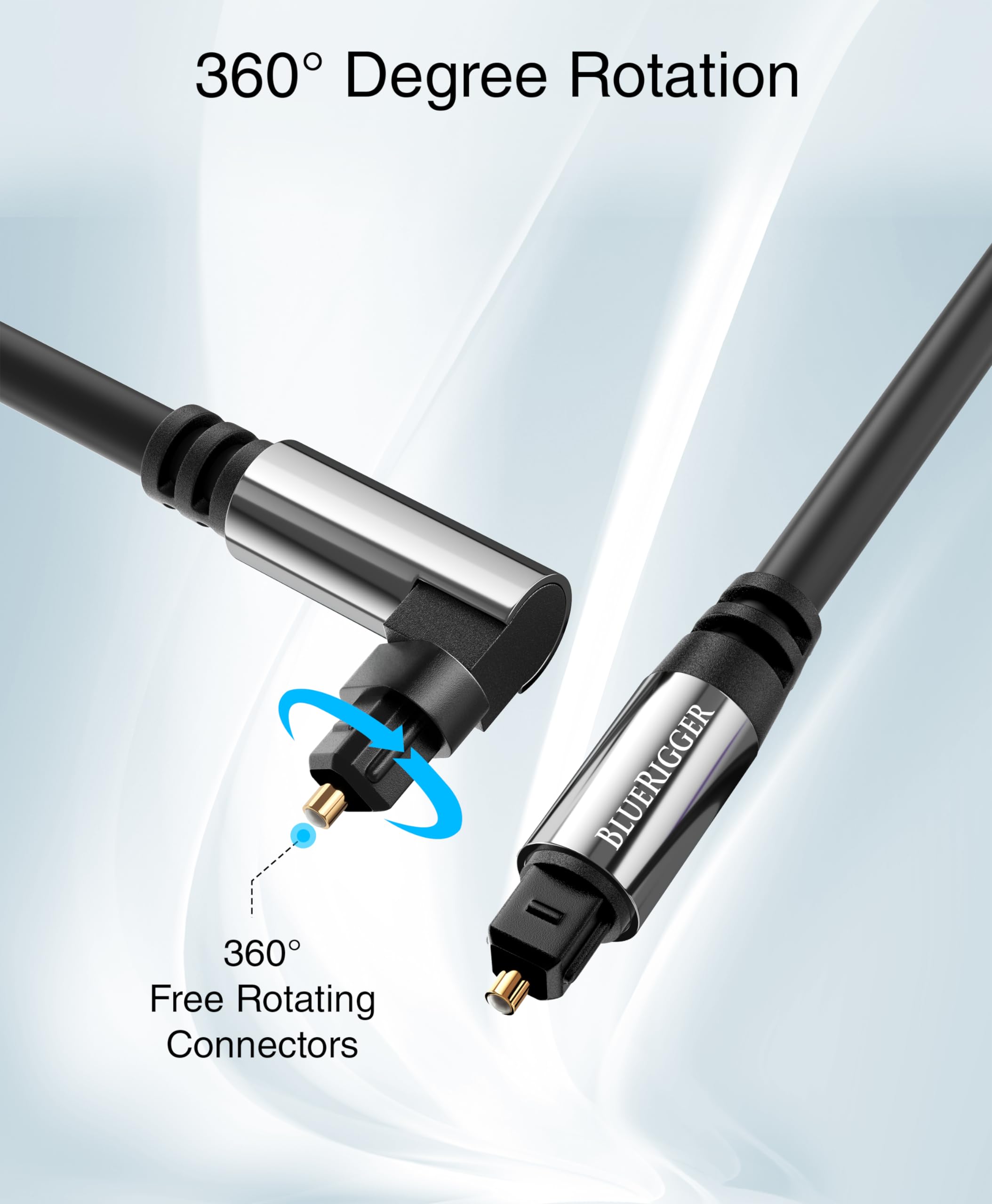 Foto 3 pulgar | Cable Toslink De Audio Óptico Bluerigger De 6 Pies Con Ángulo De 90° - Venta Internacional.