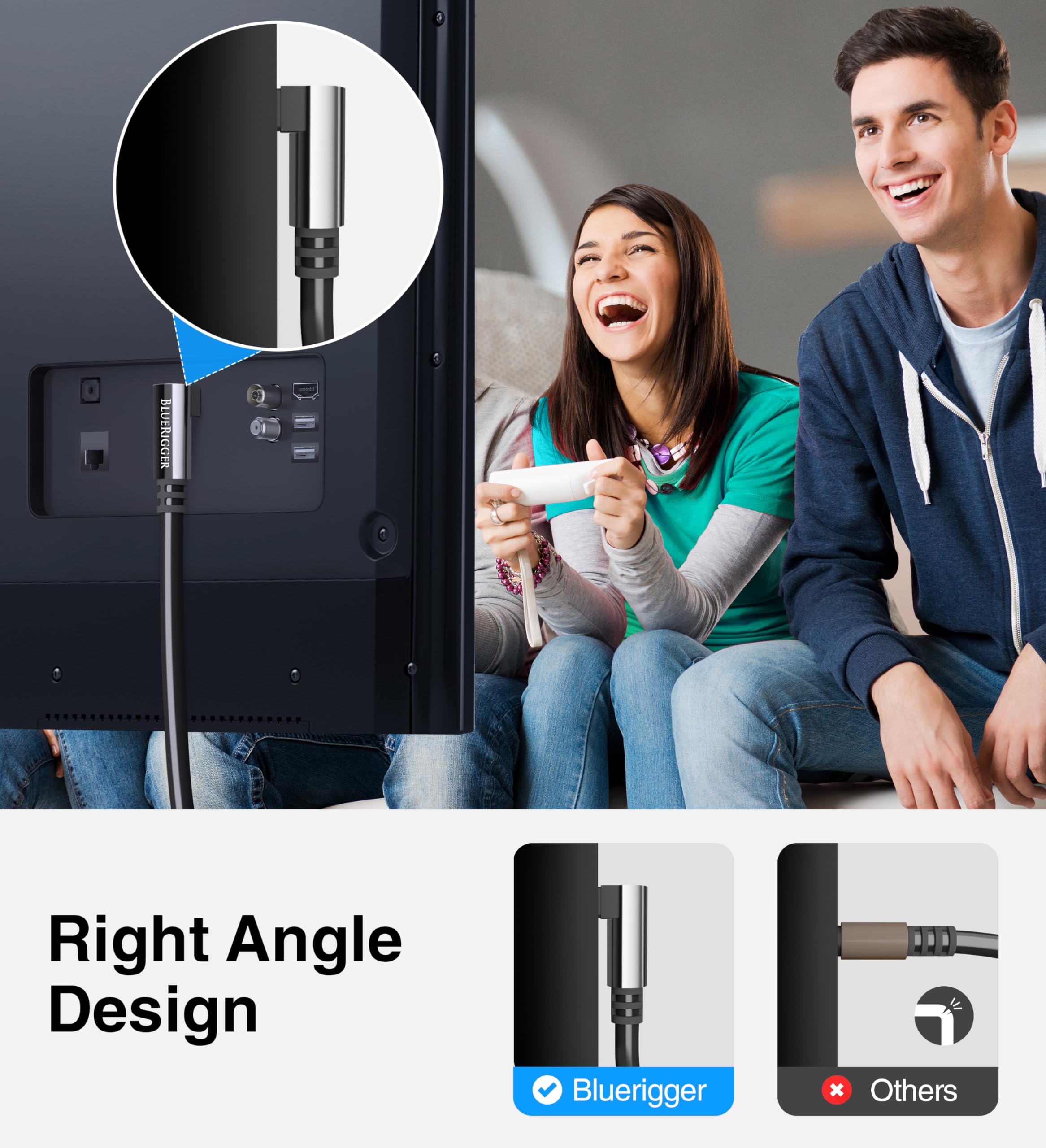 Foto 3 | Cable Toslink De Audio Óptico Bluerigger De 6 Pies Con Ángulo De 90° - Venta Internacional.
