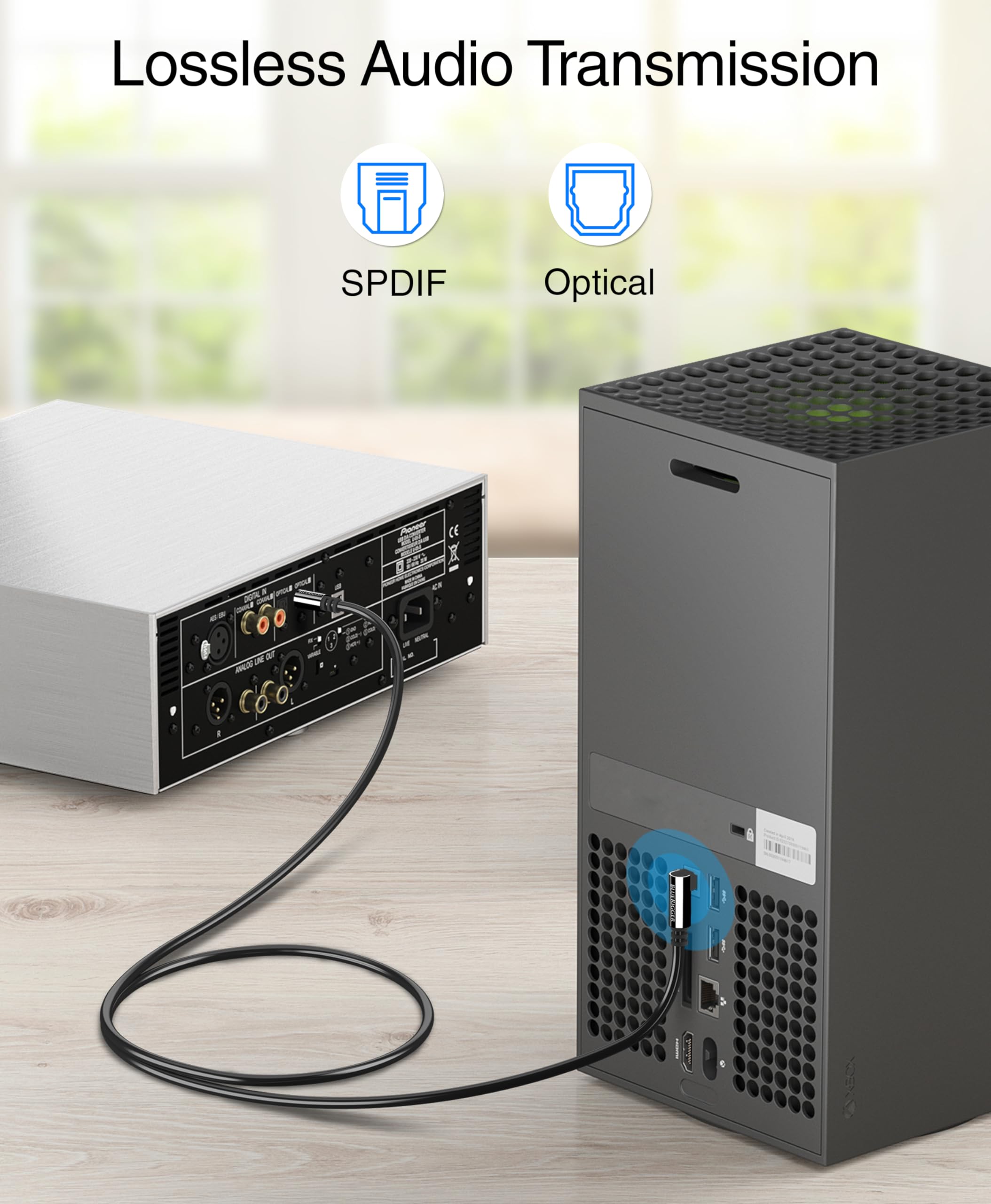 Foto 4 | Cable Toslink De Audio Óptico Bluerigger De 6 Pies Con Ángulo De 90° - Venta Internacional.