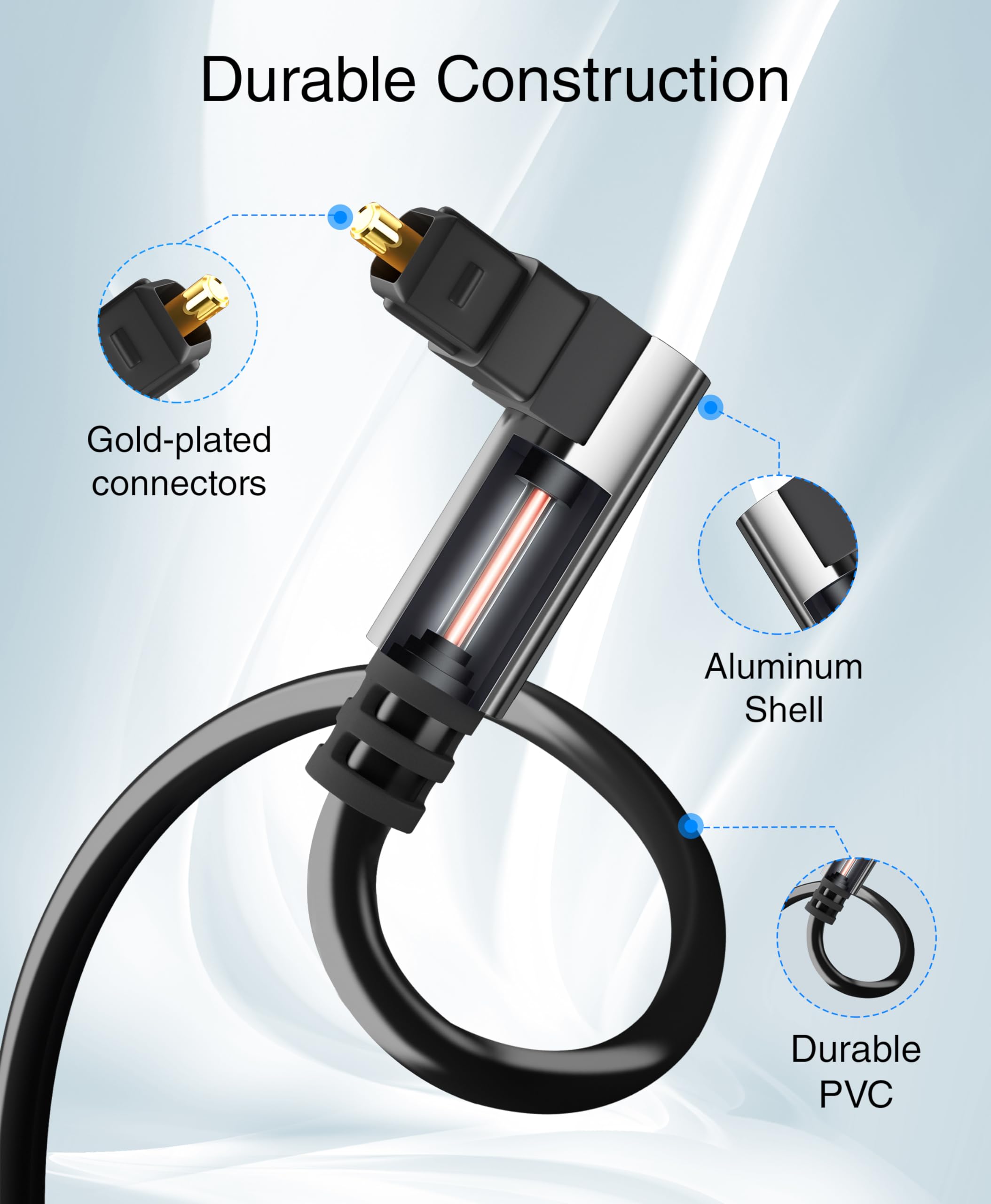 Foto 5 | Cable Toslink De Audio Óptico Bluerigger De 6 Pies Con Ángulo De 90° - Venta Internacional.