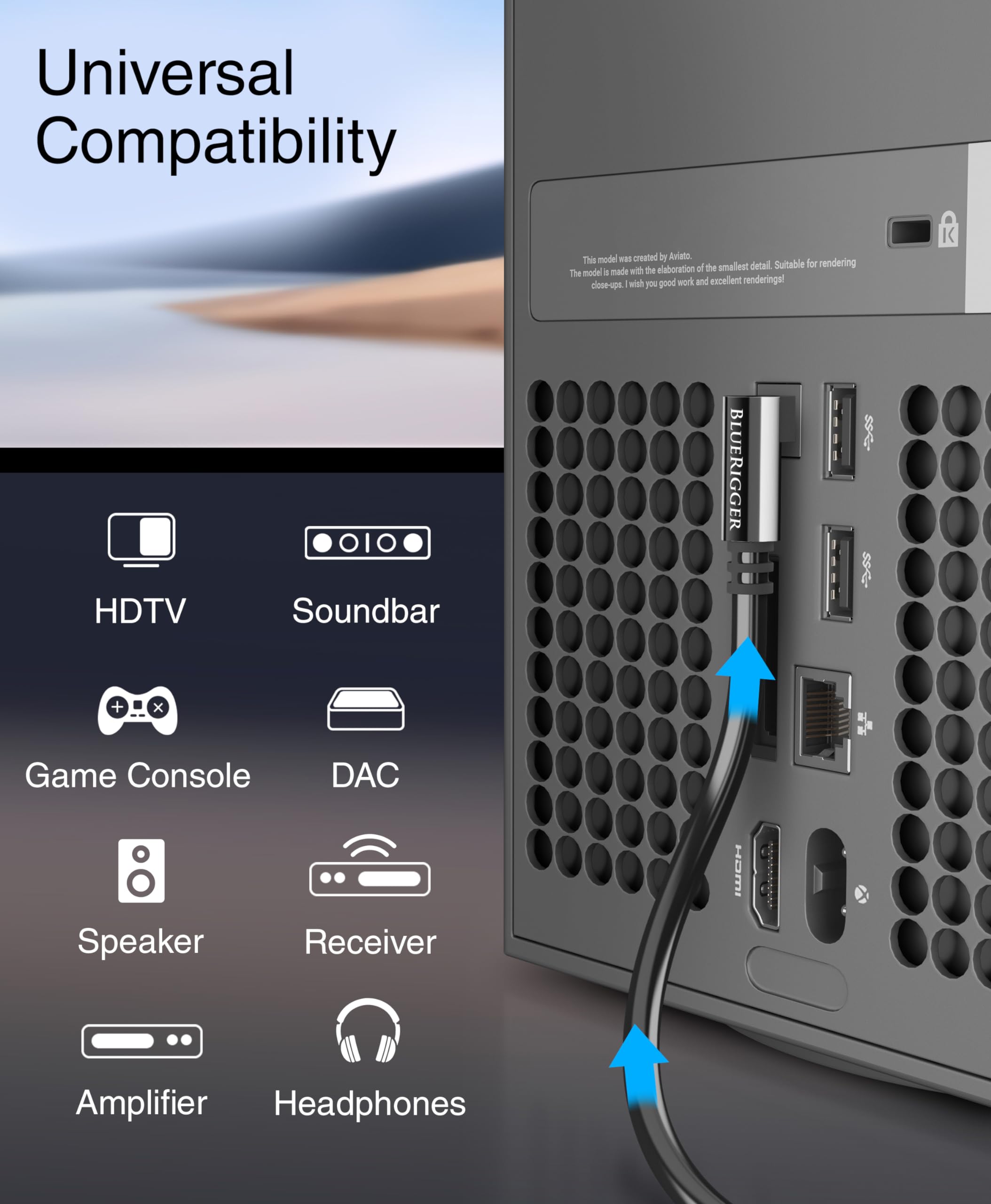 Foto 7 pulgar | Cable Toslink De Audio Óptico Bluerigger De 6 Pies Con Ángulo De 90° - Venta Internacional.