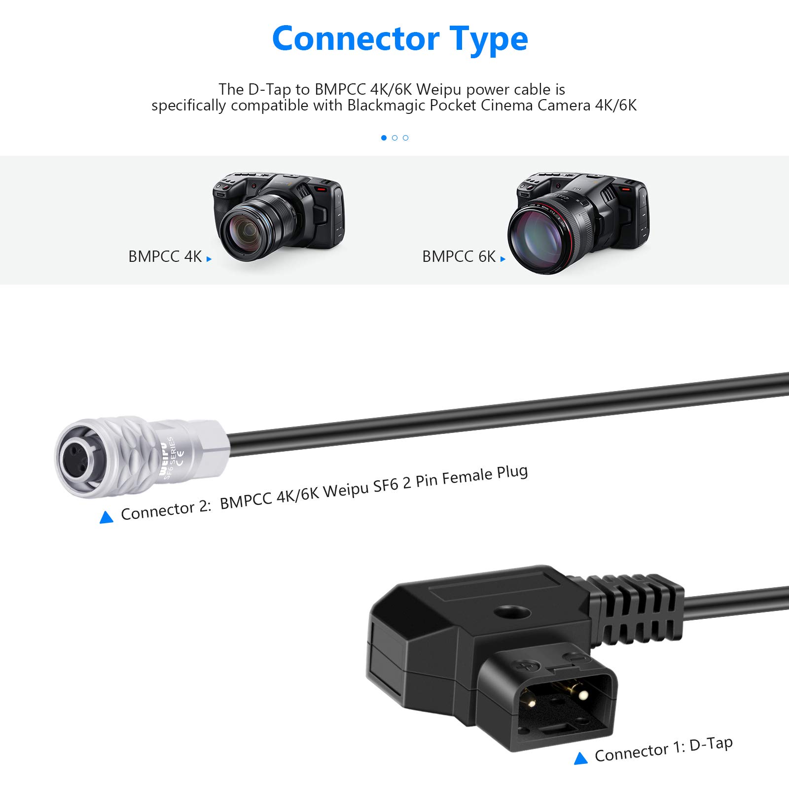 Foto 6 pulgar | Cable De Alimentación Neewer D-tap A Bmpc 4k/6k Para Batería De Montaje En V - Venta Internacional.