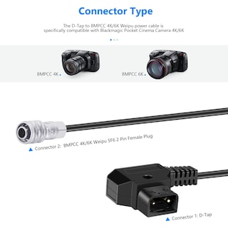 Foto 5 | Cable De Alimentación Neewer D-tap A Bmpc 4k/6k Para Batería De Montaje En V - Venta Internacional.