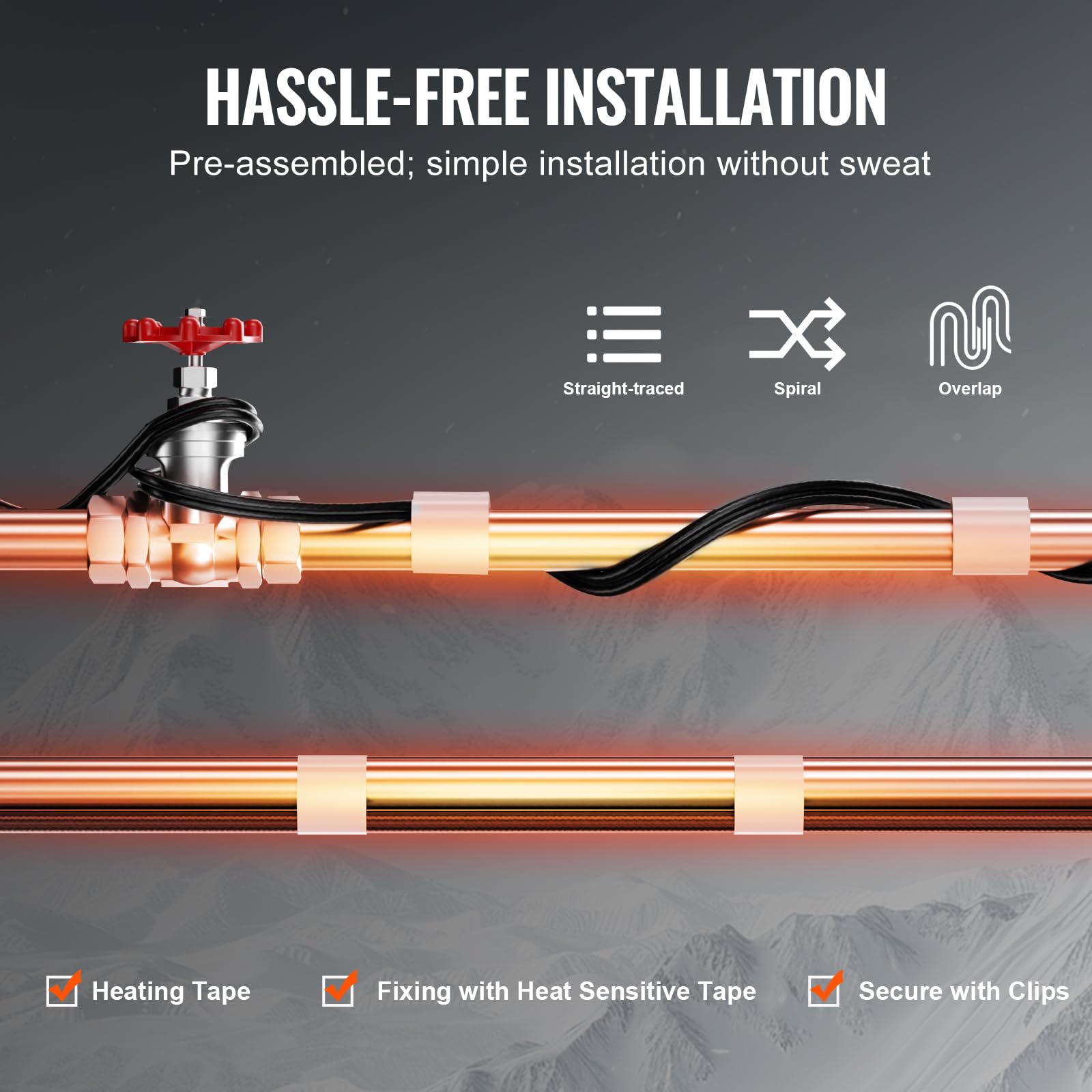 Foto 6 | Cable De Calefacción De Tubos Vevor Autorregulable De 140 Pies Y 5 W/m Para Techo - Venta Internacional.