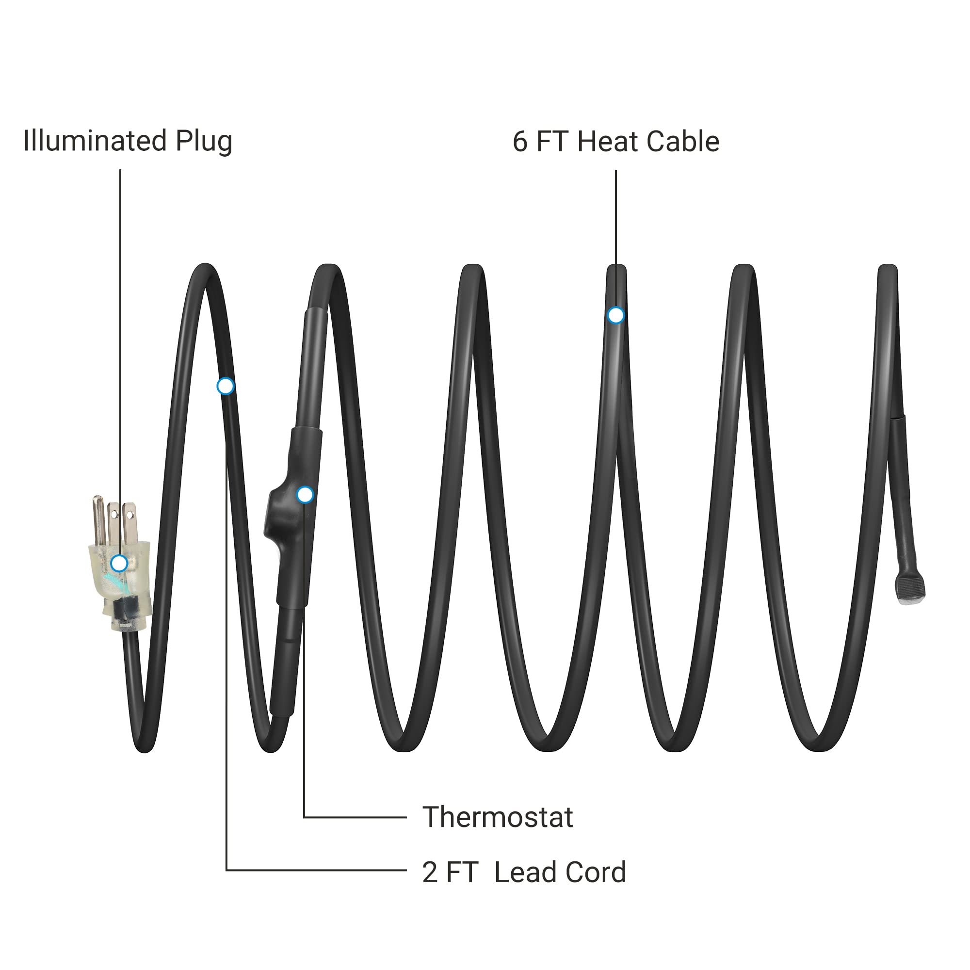 Foto 5 | Cable Térmico Dewenwils De 6 Pies Para Protección Contra La Congelación De Tuberías Con Termostato - Venta Internac