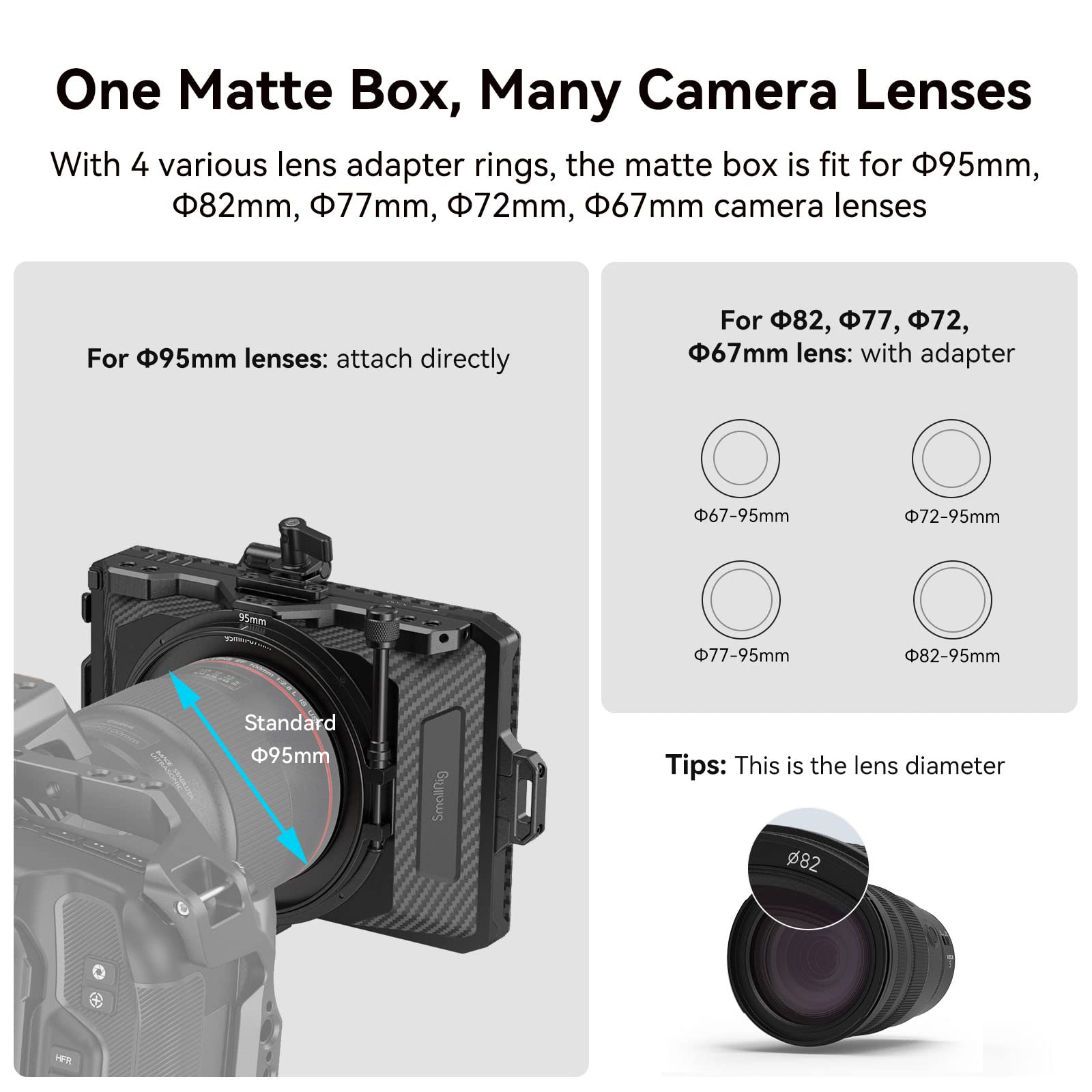 Foto 6 pulgar | Matte Box Smallrig Mini Para Réflex Digital Sin Espejo Con Lentes De 67-95 Mm - Venta Internacional.