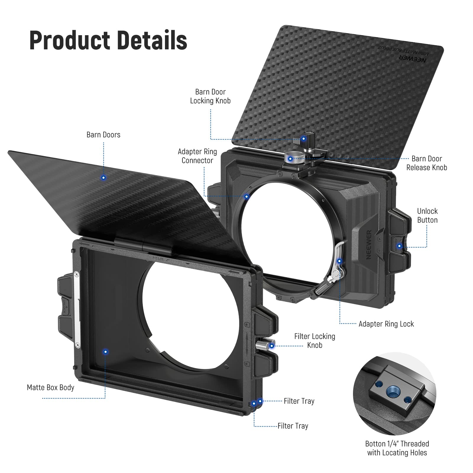 Foto 5 | Matte Box Neewer Pg002 Con 2 Bandejas De Filtro Para Mirrorless - Venta Internacional.