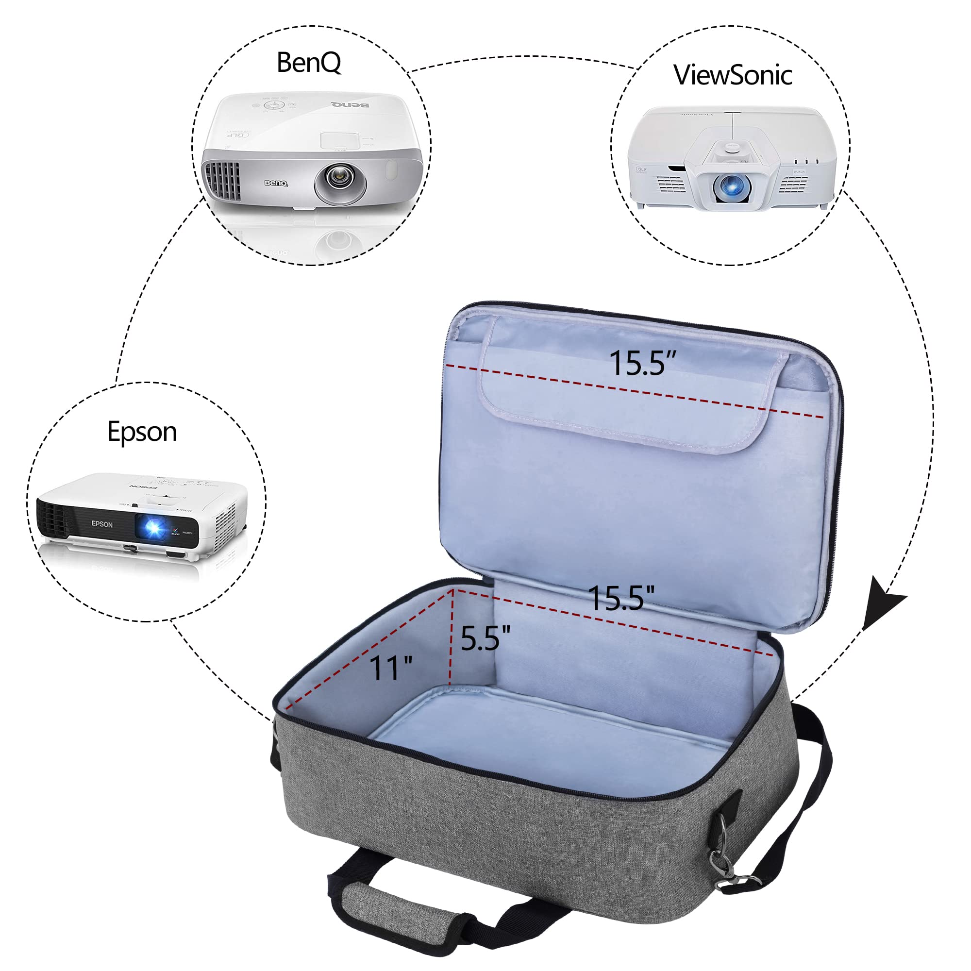 Foto 5 pulgar | Funda Para Proyector Luxja Con Funda Protectora Para Portátil, Color Gris - Venta Internacional.