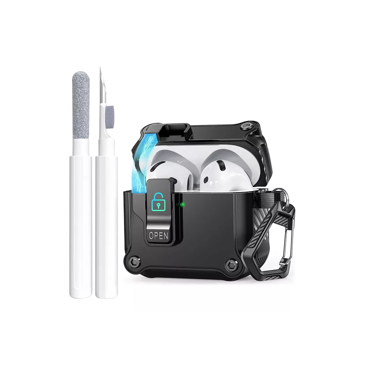 Foto 2 pulgar | Funda para Airpods 4 con Bolígrafo Limpiador Eo Safe Imports Esi-16119 Negro