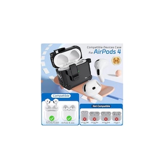 Foto 2 | Funda Cierre Seguridad para AirPods 4 + Bolígrafo Limpiador Eo Safe Imports ESI-16119-1 Negro