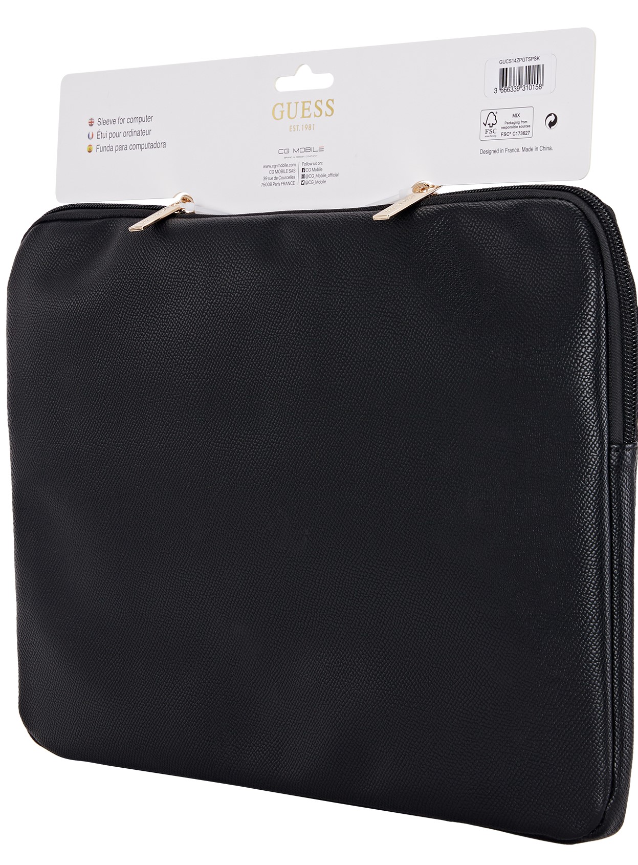 Foto 6 pulgar | Funda Original Guess Triángulo Laptop 14 Negro