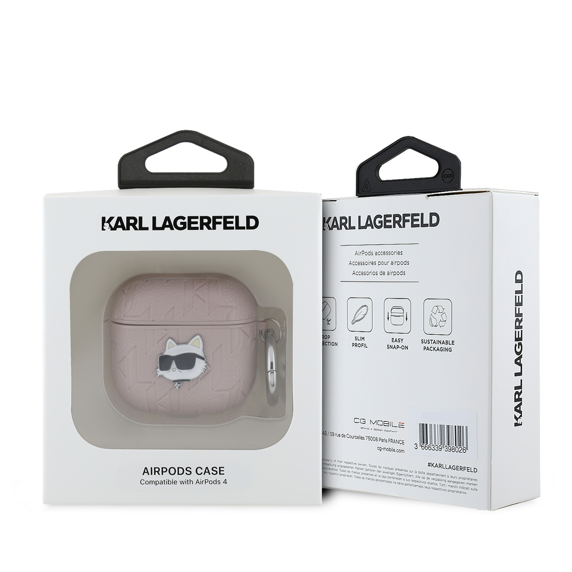 Foto 4 pulgar | Funda Original Karl Monograma Choupette Airpods 4 Rosa
