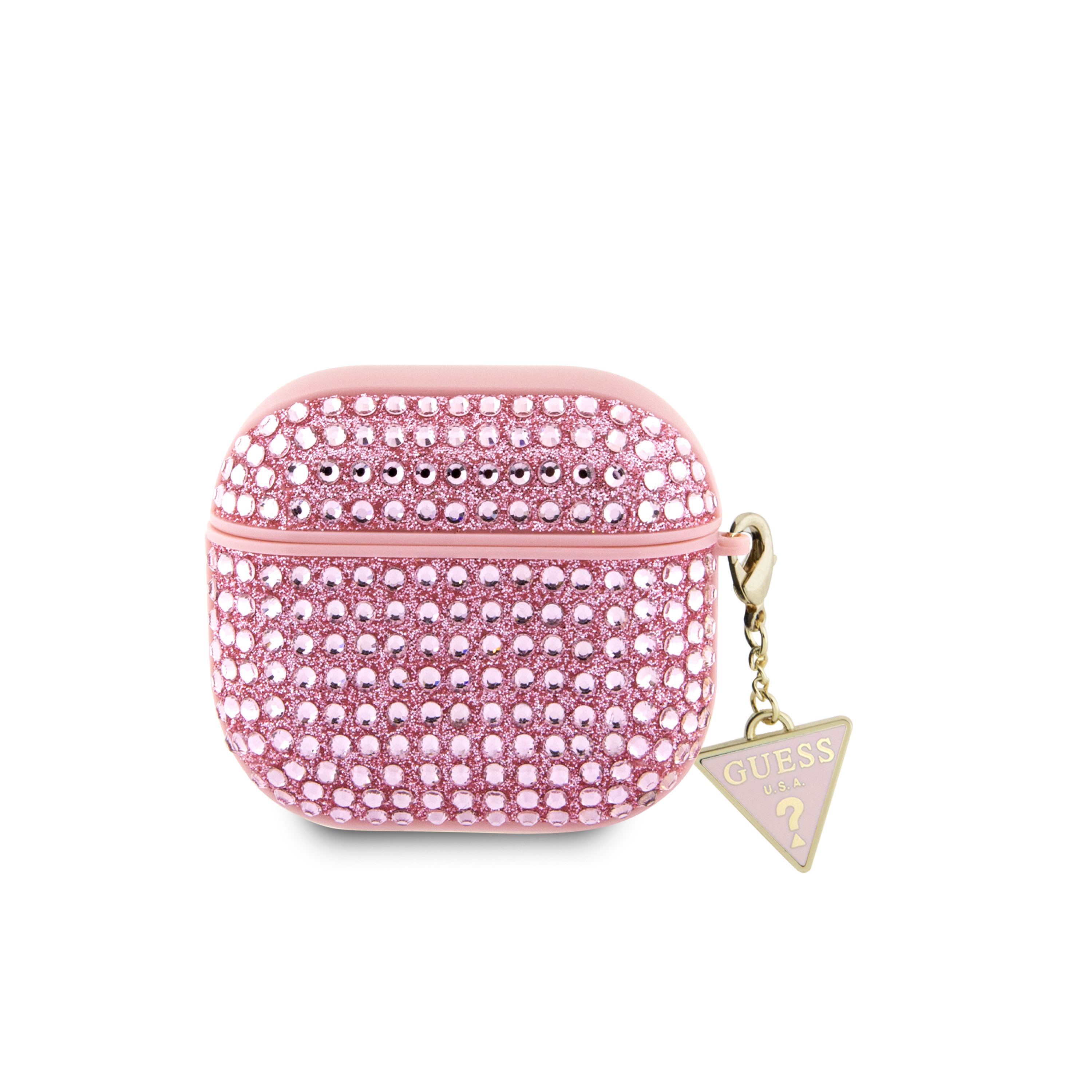 Foto 1 | Funda Original Guess Diamantes Dije Triángulo Airpods 4 Rosa