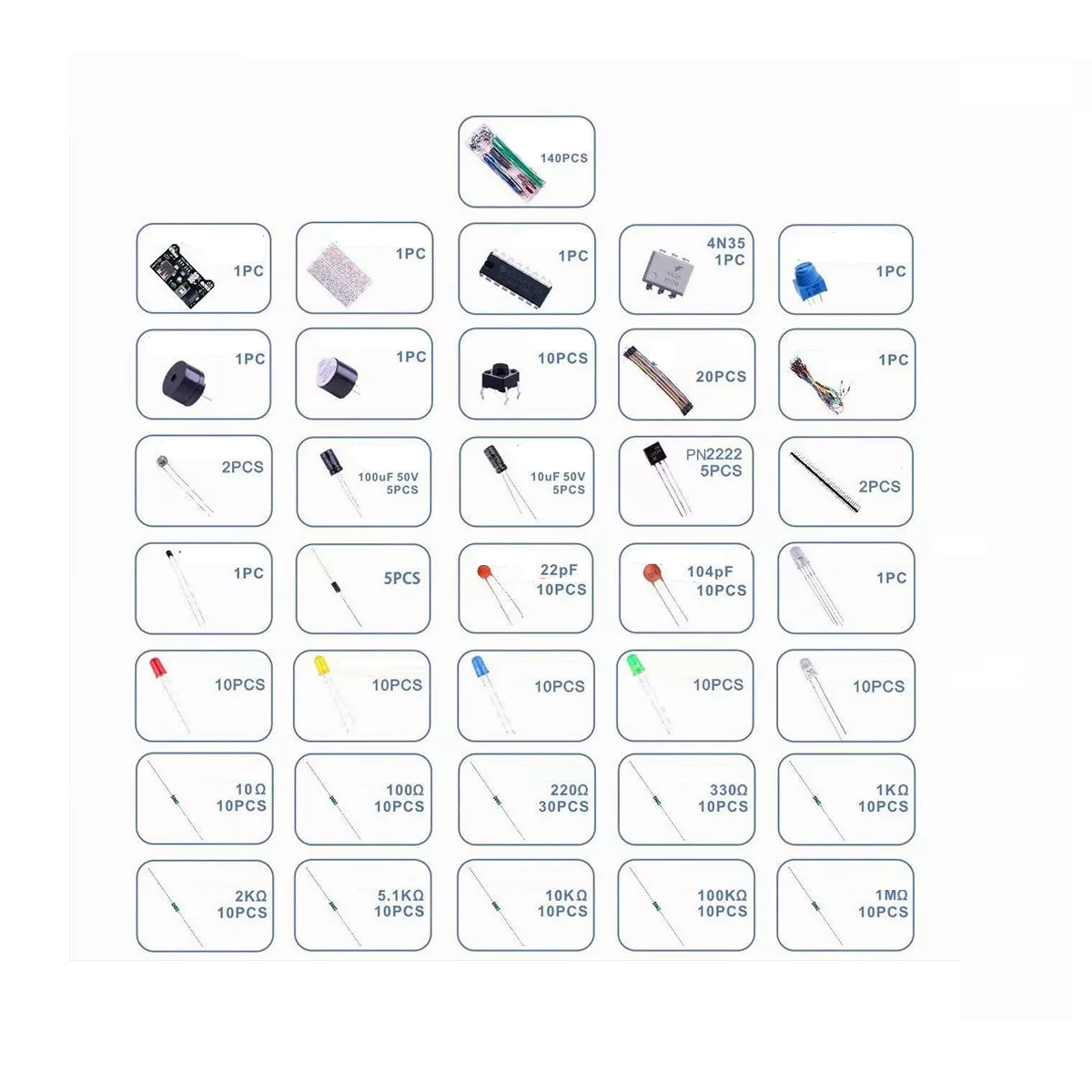 Foto 4 pulgar | Kit Componentes Electrónicos para Arduino Eo Safe Imports ESI-3760 Multicolor 394 Piezas