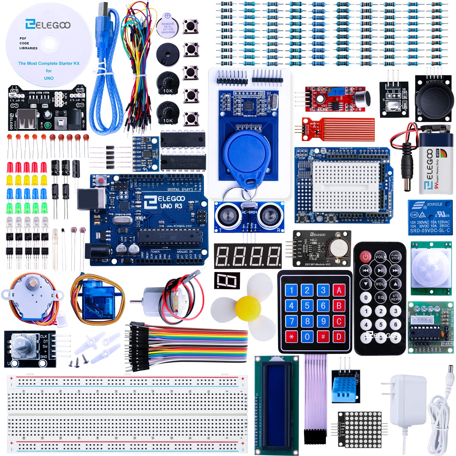 Kit De Inicio Elegoo Uno R3 Más Completo Con Más De 200 Componentes - Venta Internacional.
