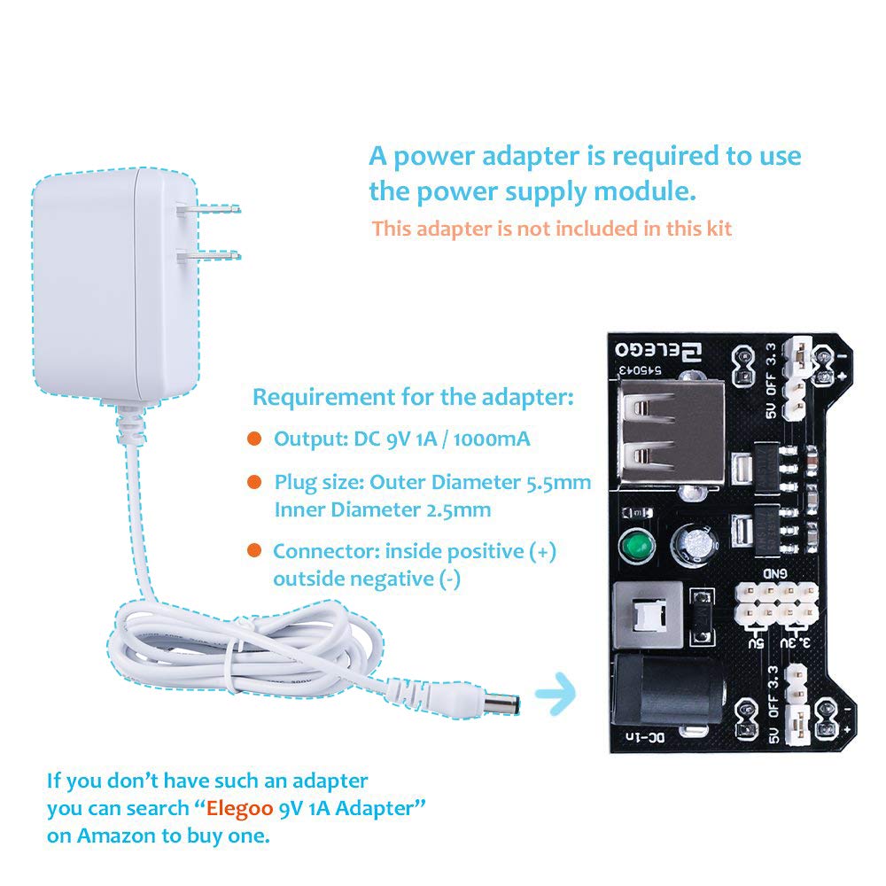 Foto 4 pulgar | Kit Electrónico De Diversión Elegoo Actualizado Con Fuente De Alimentación Arduino - Venta Internacional.