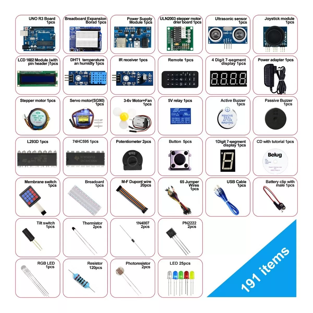 Foto 3 pulgar | Kit Compatible Con Arduino En Español Belug Azul