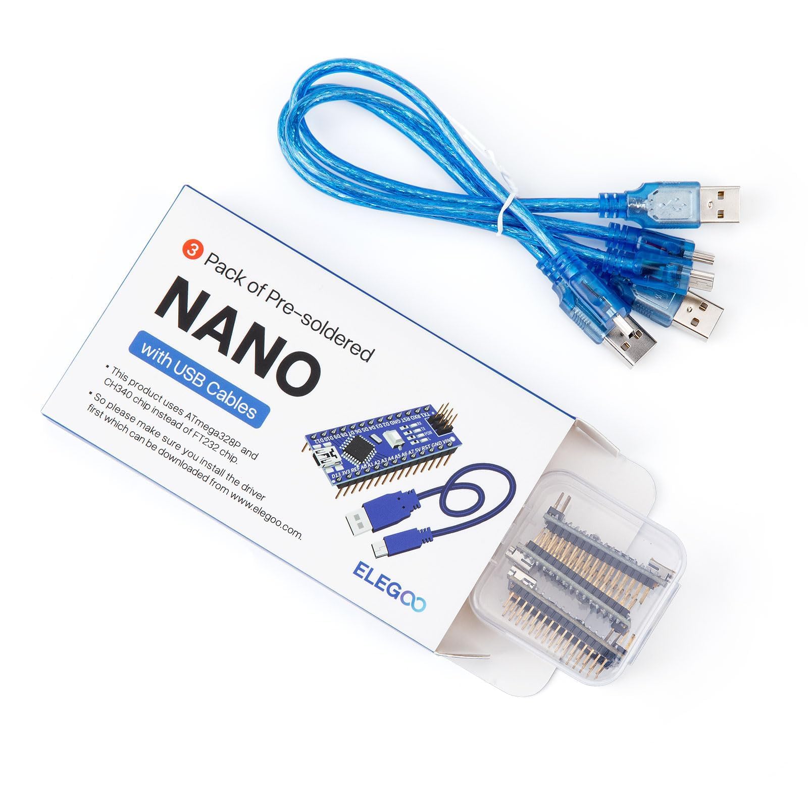 Foto 3 pulgar | Nano Board Elegoo Ch340/atmega+328p Presoldada Con Cable Usb - Venta Internacional.