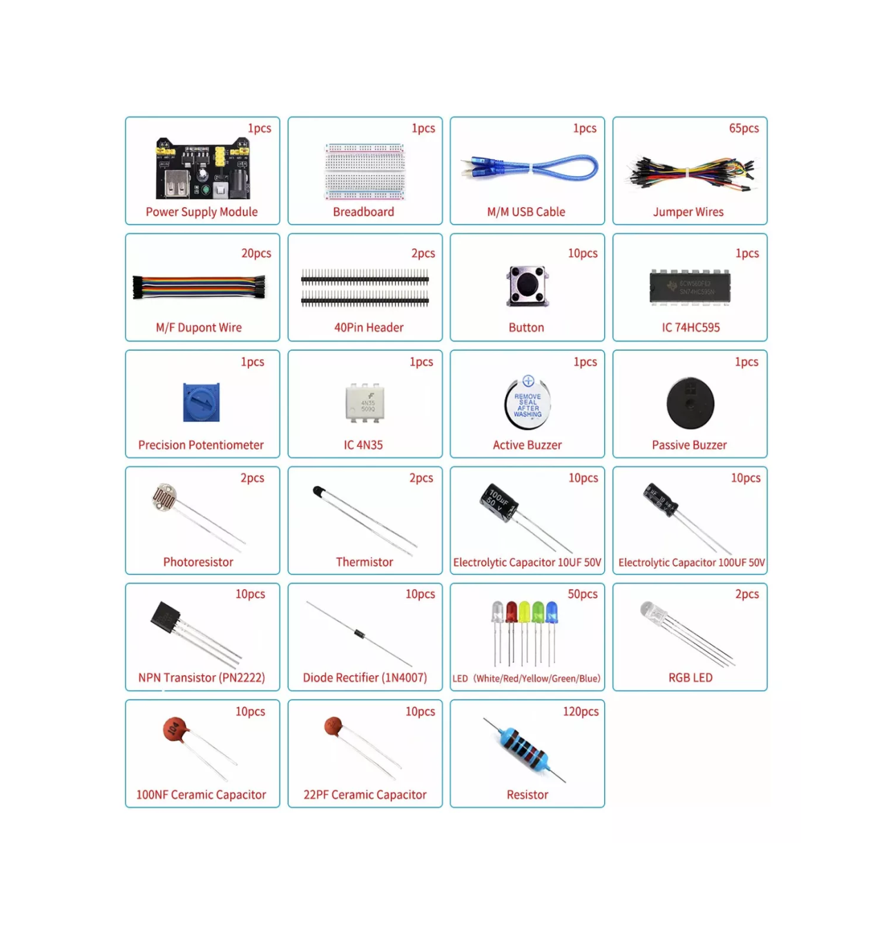 Foto 3 pulgar | Kit Componentes Electrónicos para Arduino Raspberry