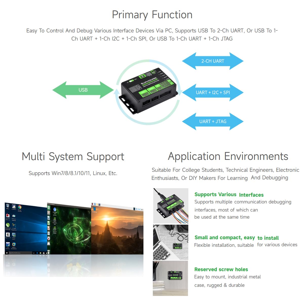 Foto 6 | Convertidor Usb A Uart/i2c/spi/jtag Waveshare - Venta Internacional.