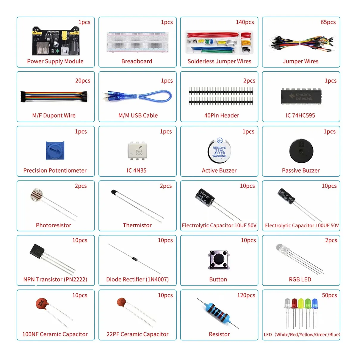 Foto 4 pulgar | Kit Componentes Electrónicos Eo Safe Imports ELEC-001 para Arduino