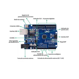 Foto 3 | Placa con Cable Usb Uno Smd Con Compatible Con Arduino Eo Safe Imports Esi-4095 Azul
