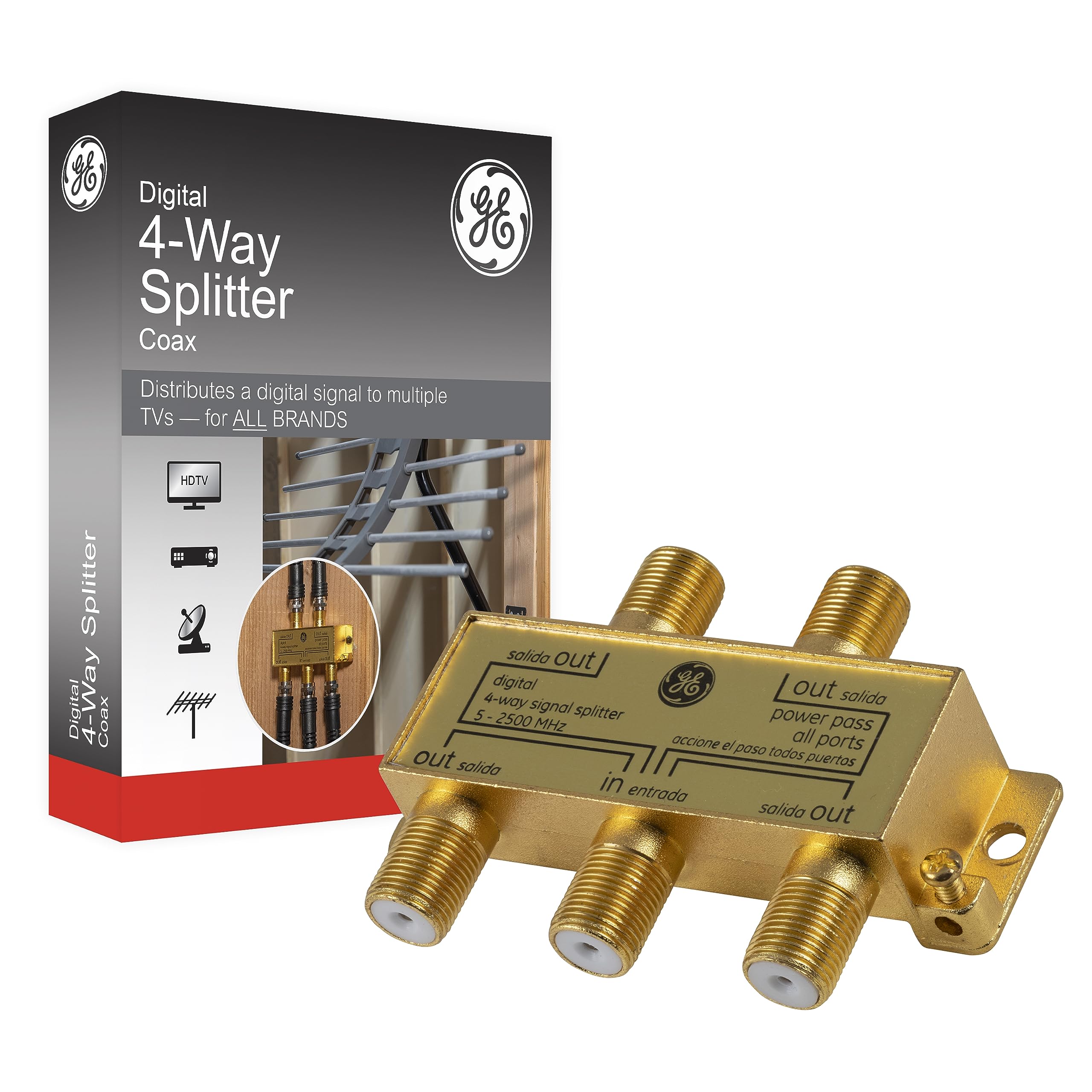 Foto 1 | Divisor De Cable Coaxial Ge Digital De 4 Vías, 2,5 Ghz, 5-2500 Mhz - Venta Internacional.