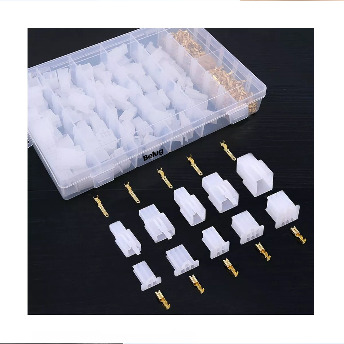 Foto 4 pulgar | Terminal De Cable Eléctrico 580 Pcs 2.8mm, 2/3/4/6/9 Pines Belug Blanco Dorado