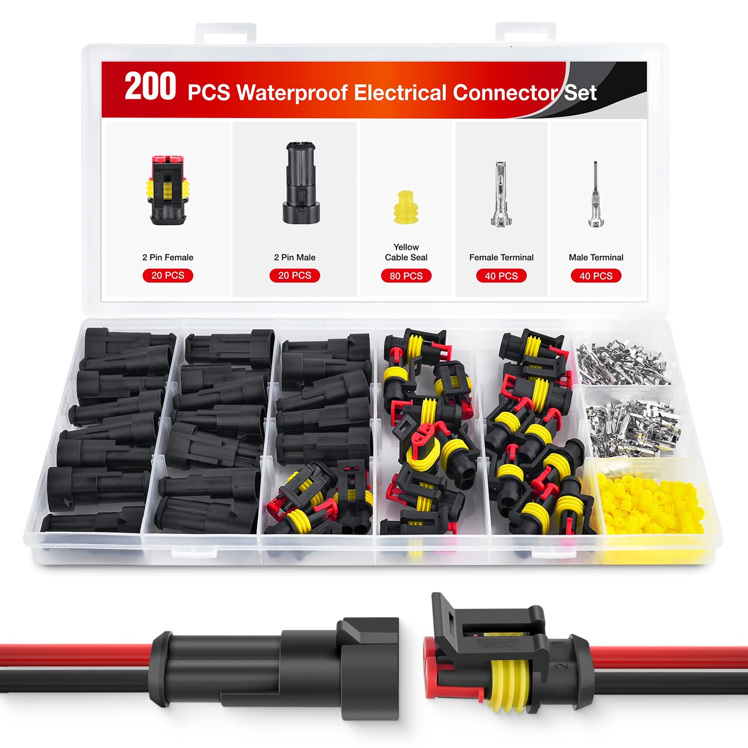 Foto 1 | Juego De Conectores Eléctricos Nilight De 2 Pines, 200 Piezas, Para Coche Y Camión - Venta Internacional.