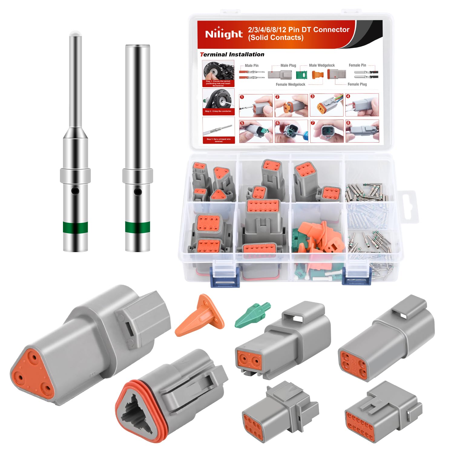Kit De Conectores Nilight 2, 3, 4, 6, 8, 12 Pines Dt, 3 Juegos, Resistentes Al Agua - Venta Internacional.