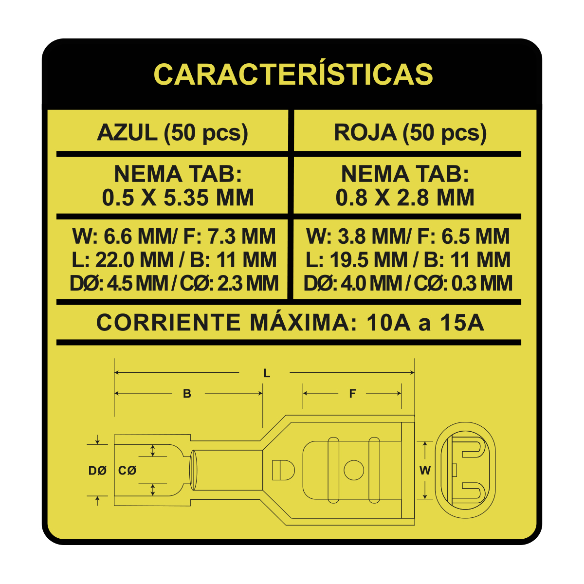 Foto 5 pulgar | Terminal Hembra Faston Aislada 2 Tamaños 14-16 Awg Steelpro