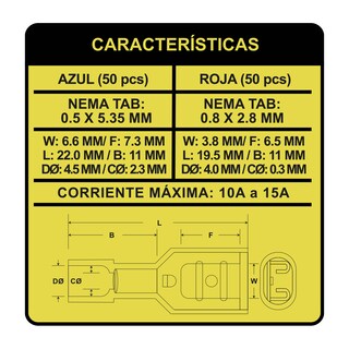 Foto 4 | Terminal Hembra Faston Aislada 2 Tamaños 14-16 Awg Steelpro