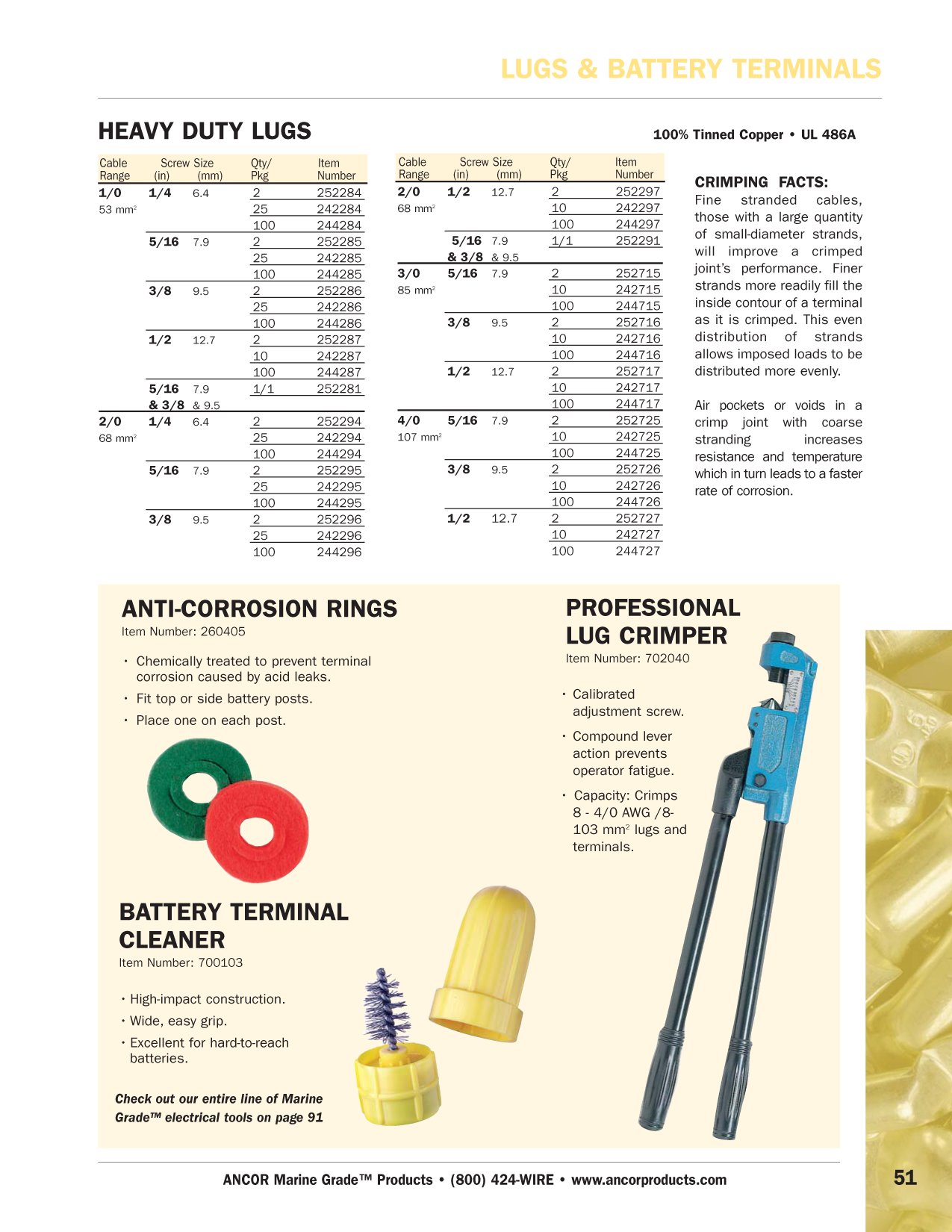 Foto 4 pulgar | Arandelas Eléctricas De Cobre Estañado De Alta Resistencia, 4 Awg, Paquete De 100 - Venta Internacional.