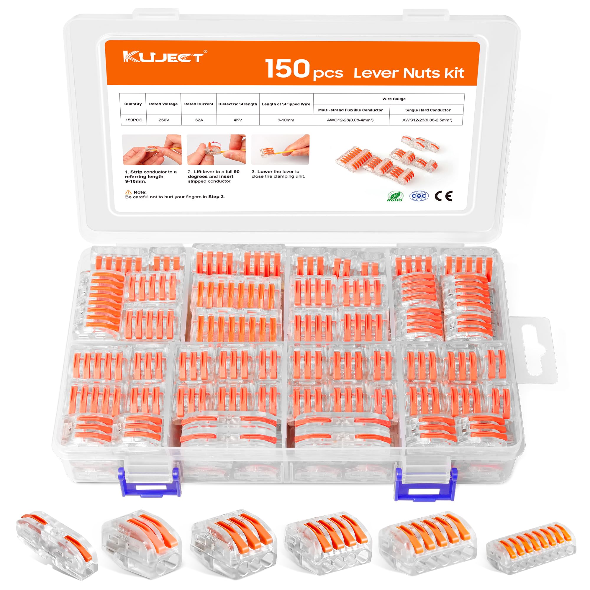 Foto 2 pulgar | Kit De Conectores Y Tuercas Kuject 150 Piezas Con Conductor 2/3/4/5/8 - Venta Internacional.