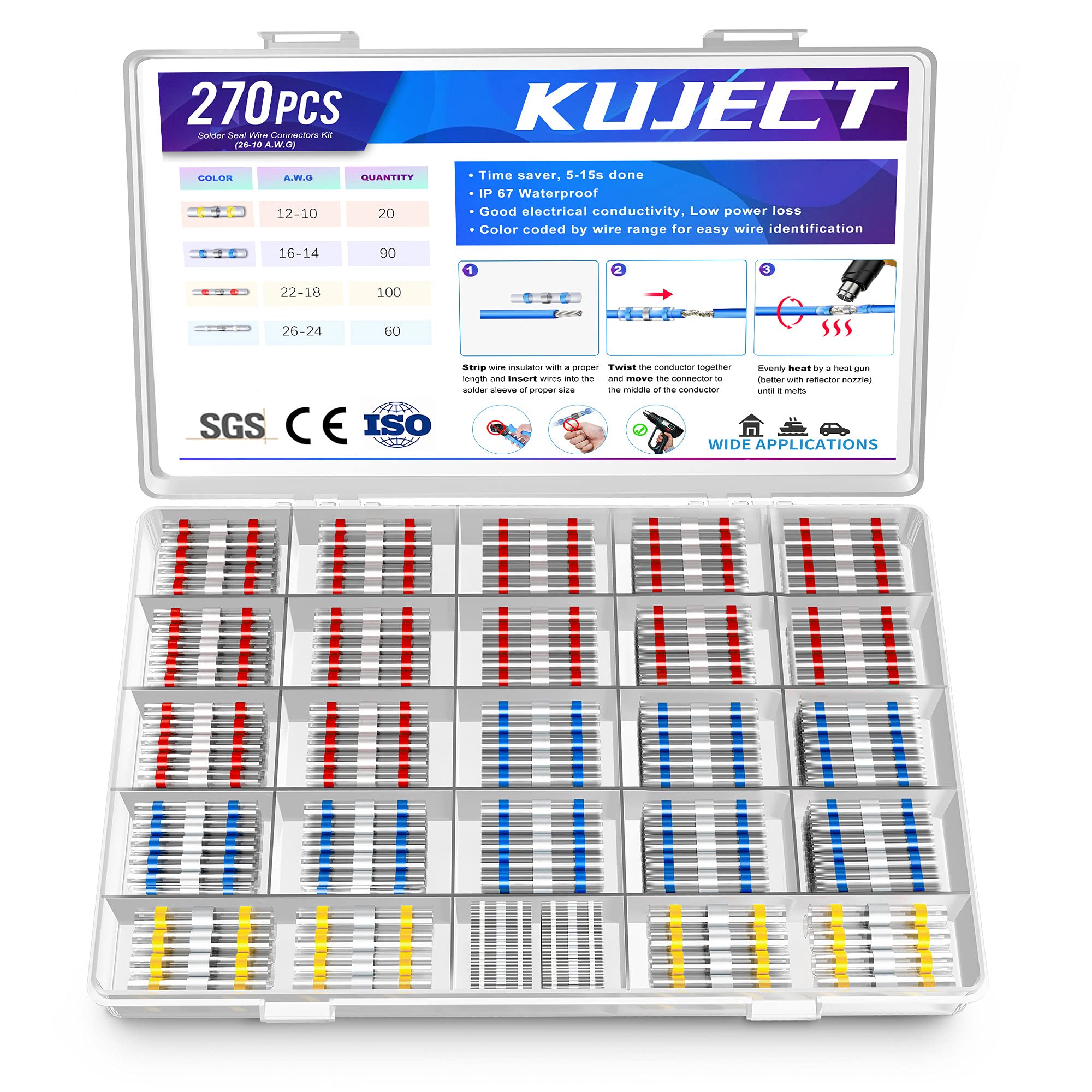 Foto 1 | Conectores De Cable De Sellado De Soldadura Kuject 270 Piezas A Prueba De Agua - Venta Internacional.