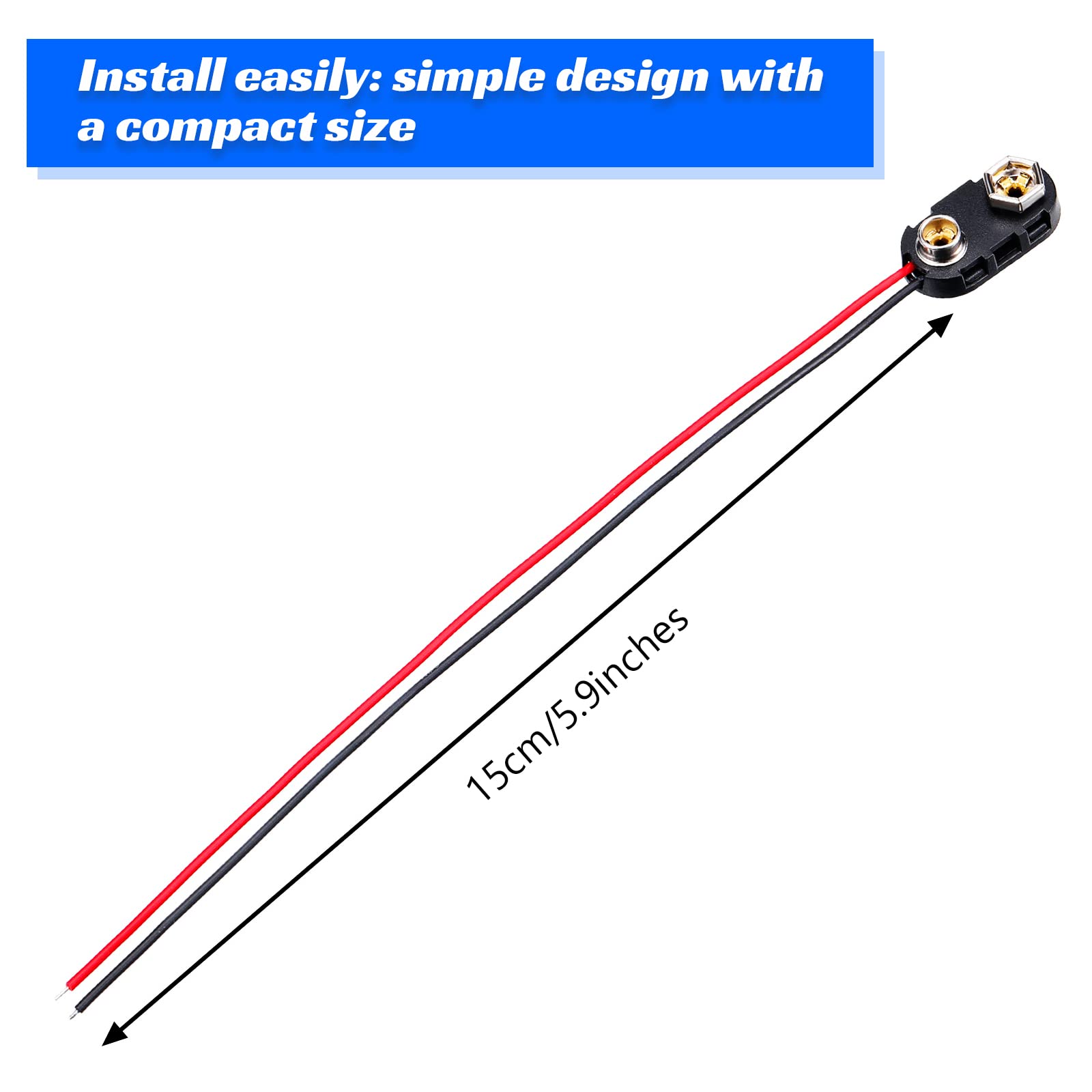 Foto 2 | Conector Con Clip De Batería Bbto 120  Paquete De 9 V Con Cable De 15 Cm - Venta Internacional.
