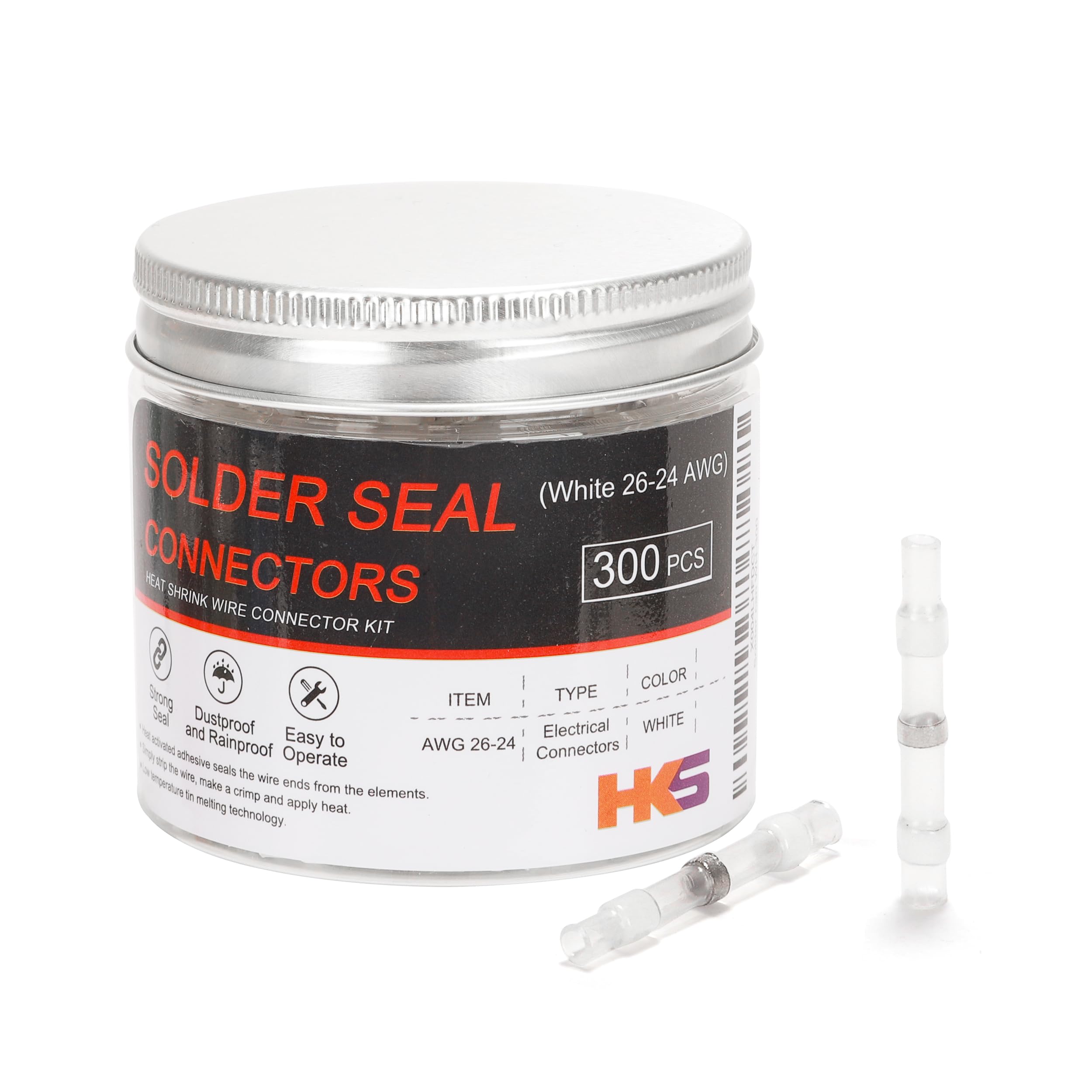 Foto 2 pulgar | Conectores De Alambre De Sellado De Soldadura Hks 300pcs 26-24 Awg Blancos - Venta Internacional.