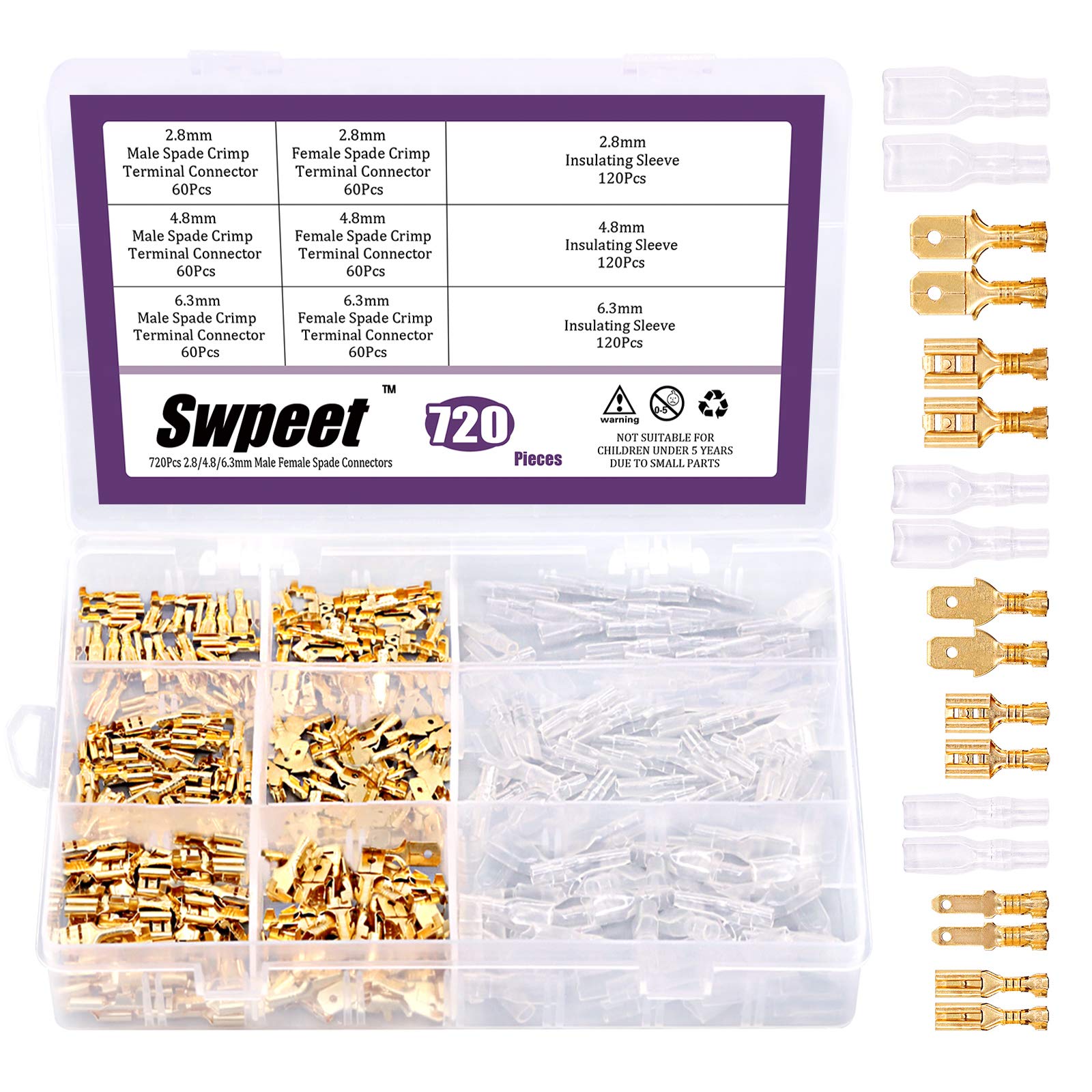 Foto 2 pulgar | Bloque De Terminales De Engarzado De Cables Spade Quick Connectors  720 Unidades - Venta Internacional.