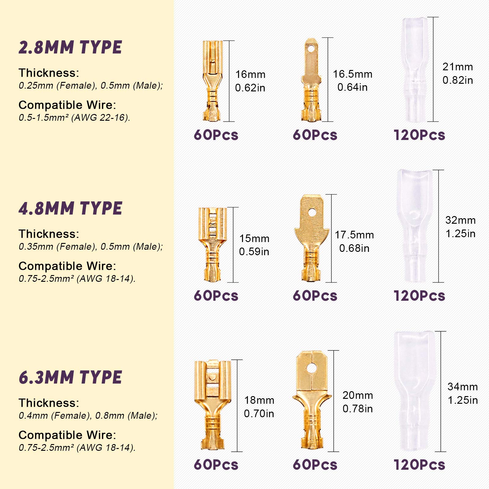Foto 3 pulgar | Bloque De Terminales De Engarzado De Cables Spade Quick Connectors  720 Unidades - Venta Internacional.