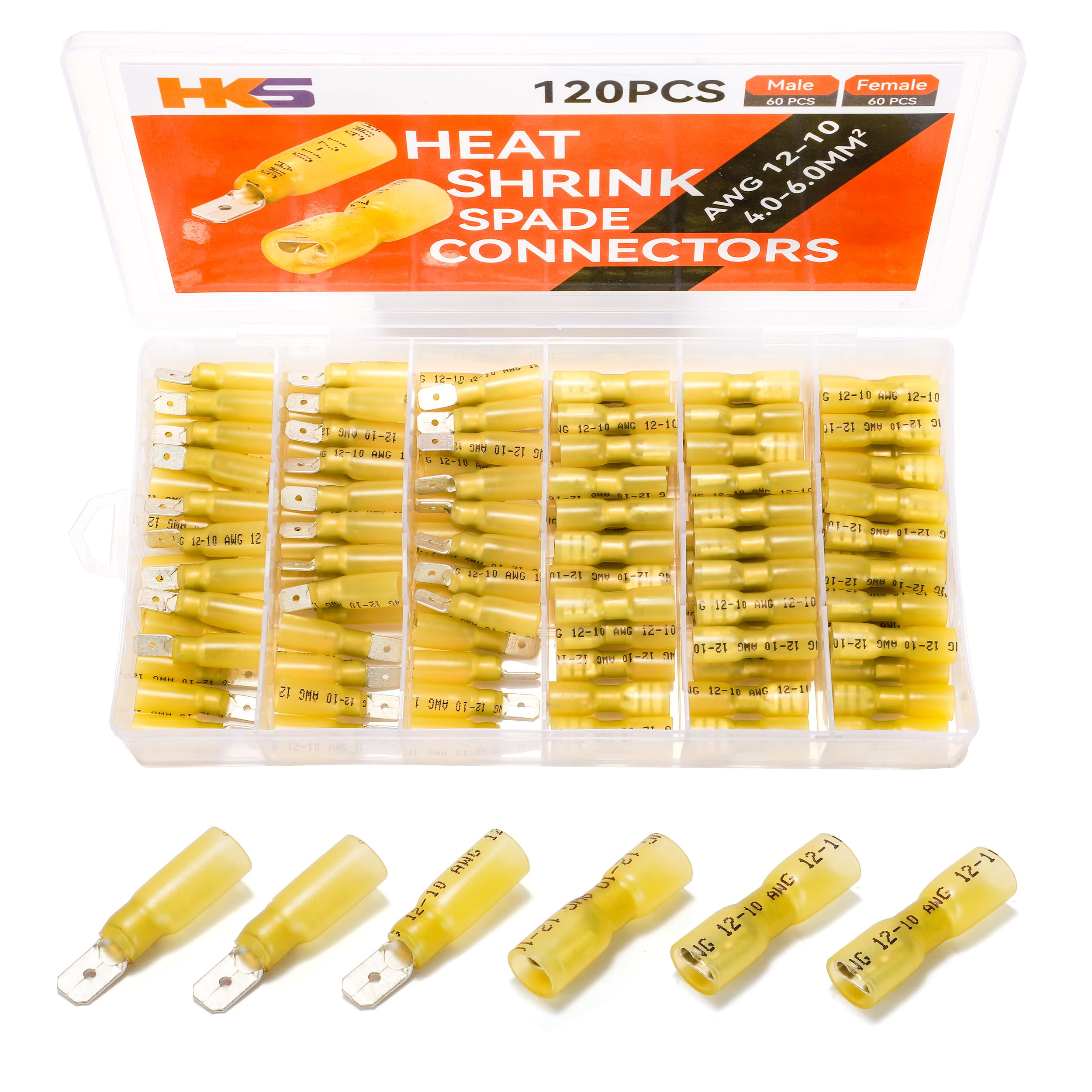 Foto 1 | Kit De Conectores Tipo Pala Hks  120 Unidades/60 Pares Awg 12-10  Color Amarillo - Venta Internacional.