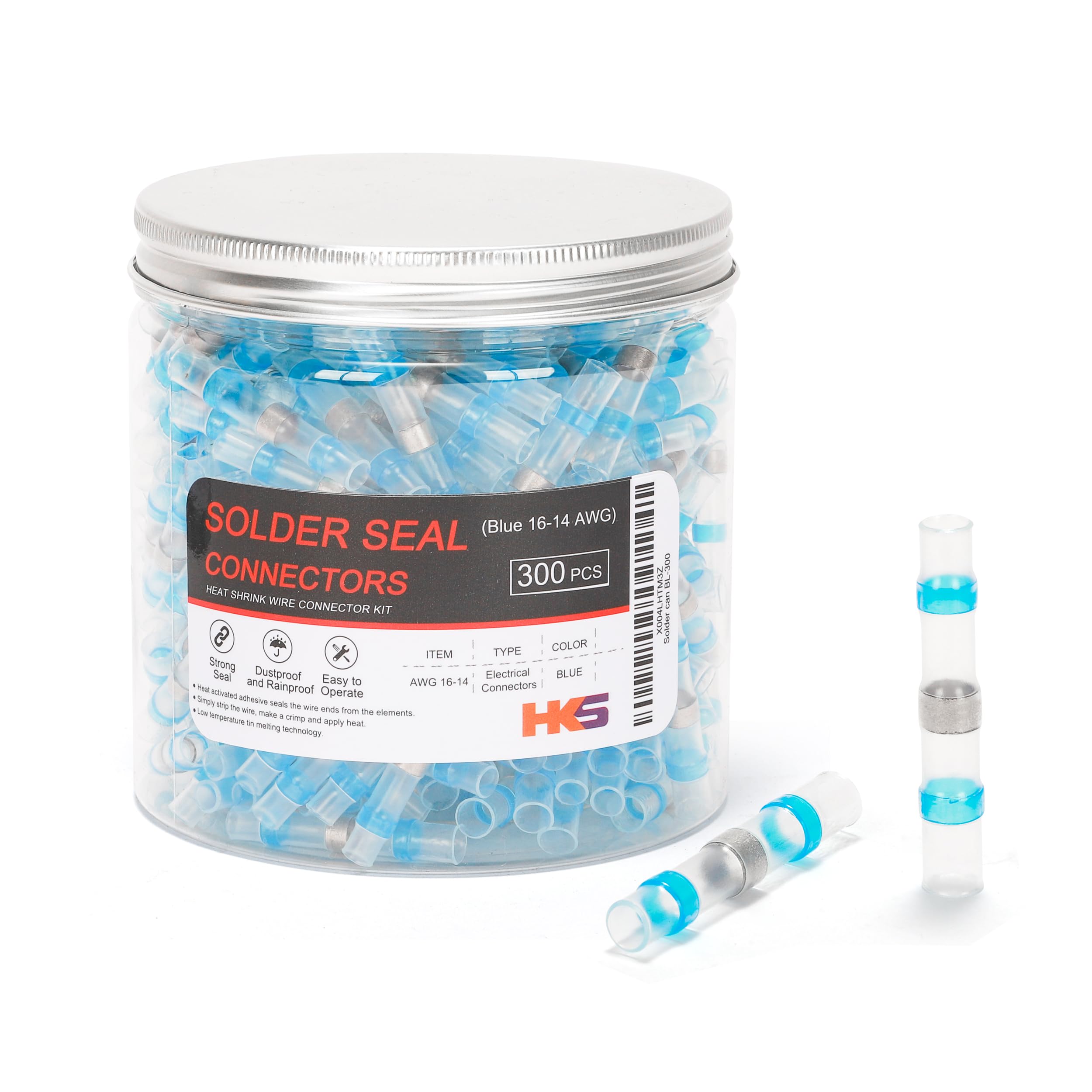 Foto 2 pulgar | Conectores De Alambre De Sellado De Soldadura Hks 300pcs 16-14 Awg Azules - Venta Internacional.