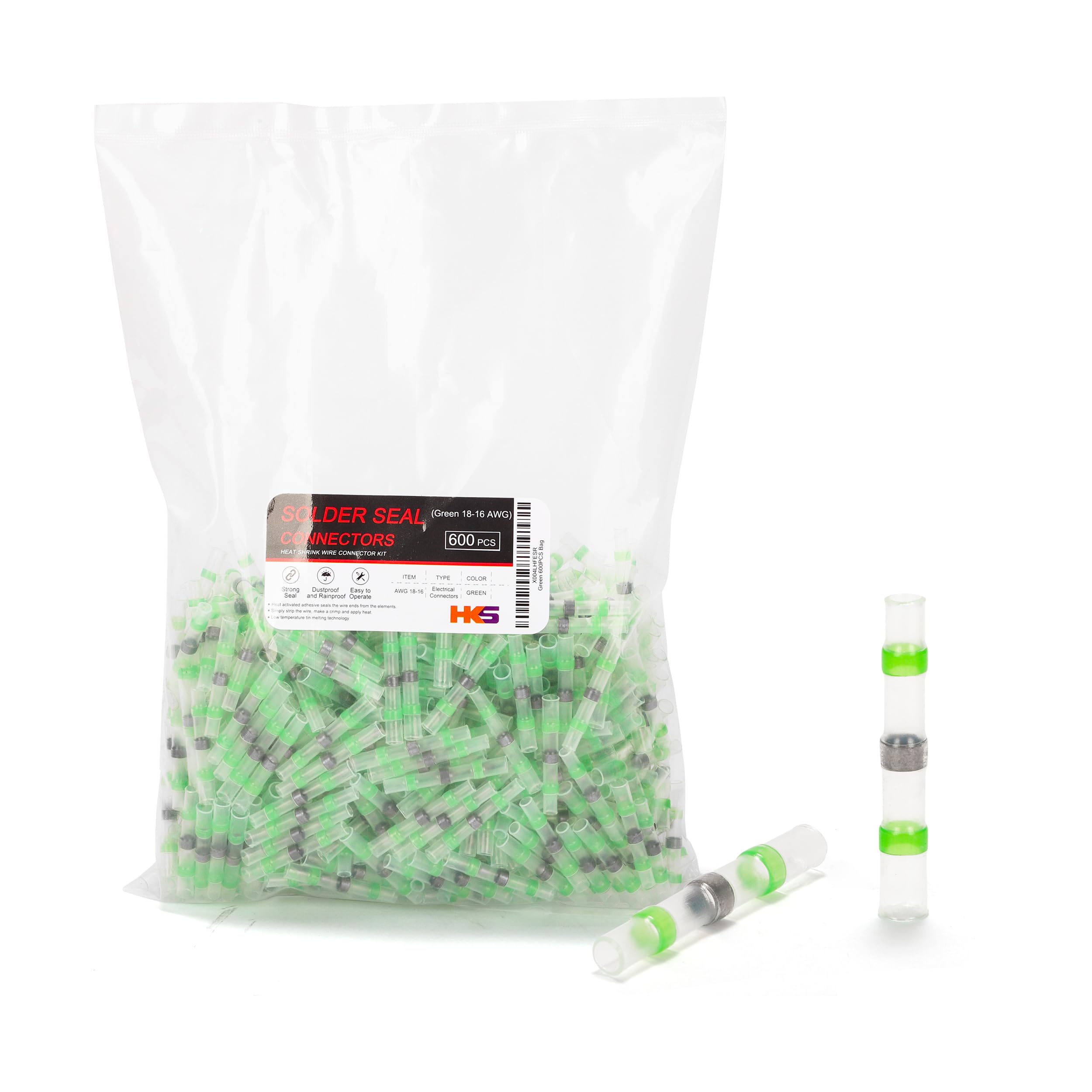 Foto 2 pulgar | Conectores De Alambre De Sellado De Soldadura Hks 600 Piezas 18-16 Awg - Verde - Venta Internacional.