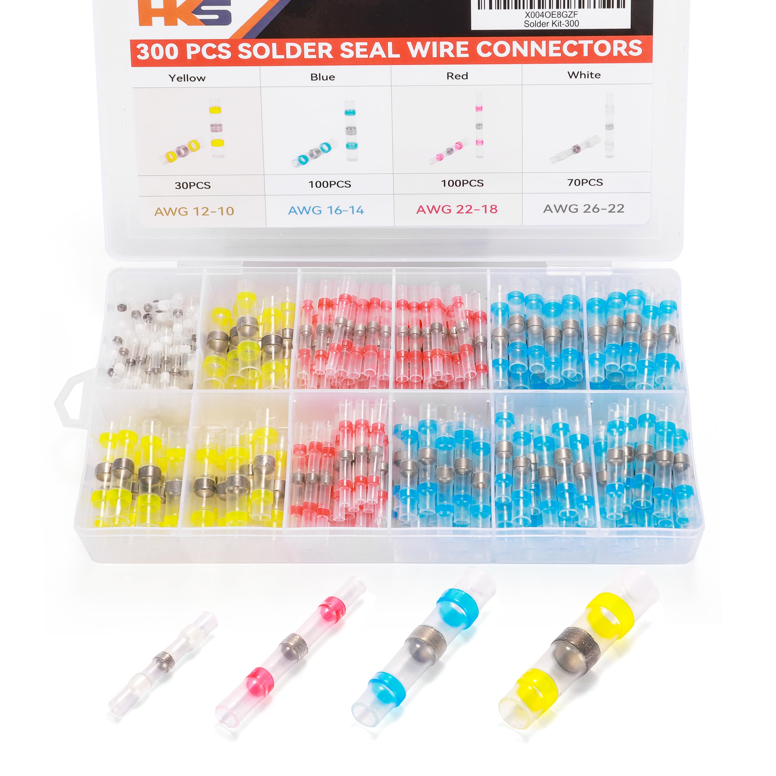 Foto 2 pulgar | Kit De Conectores De Cables De Sellado De Soldadura Hks 300pcs 26-10 Awg - Venta Internacional.