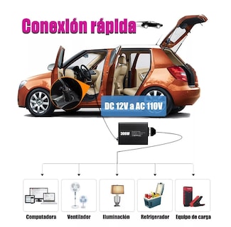 Foto 2 | Inversor de Corriente para Auto 12v A 110v 300w 2 Ca y 2 Usb Belug color Negro