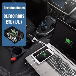 Foto 5 | Inversor de Corriente para Auto 12v A 110v 300w 2 Ca y 2 Usb Belug color Negro