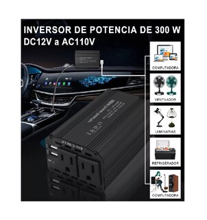 Foto 3 | Inversor de Corriente BELUG para Coche 12v A 110v 300w 2 Ca2 Negro